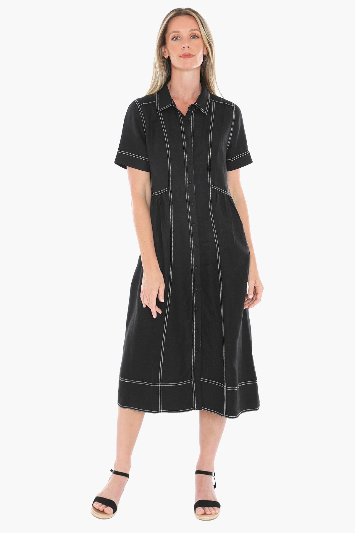 Jump Contrast Stitch Dress - Black