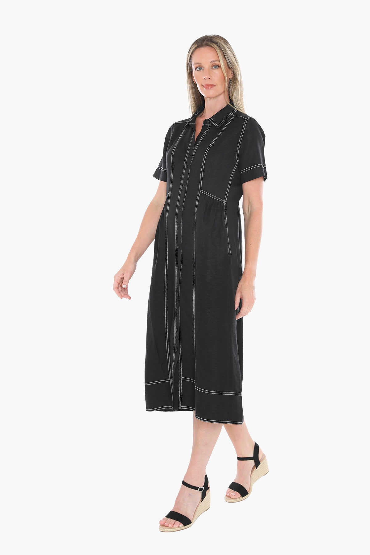 Jump Contrast Stitch Dress - Black