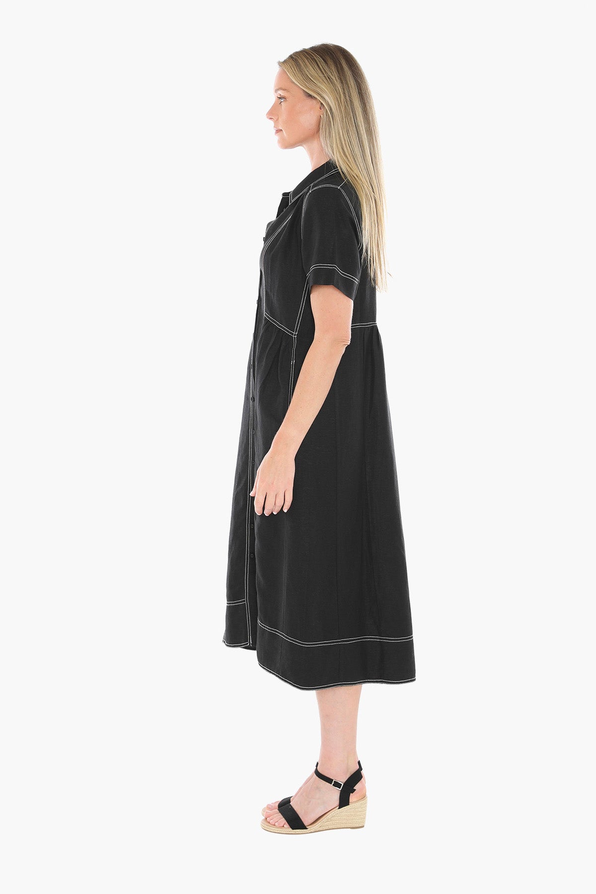 Jump Contrast Stitch Dress - Black