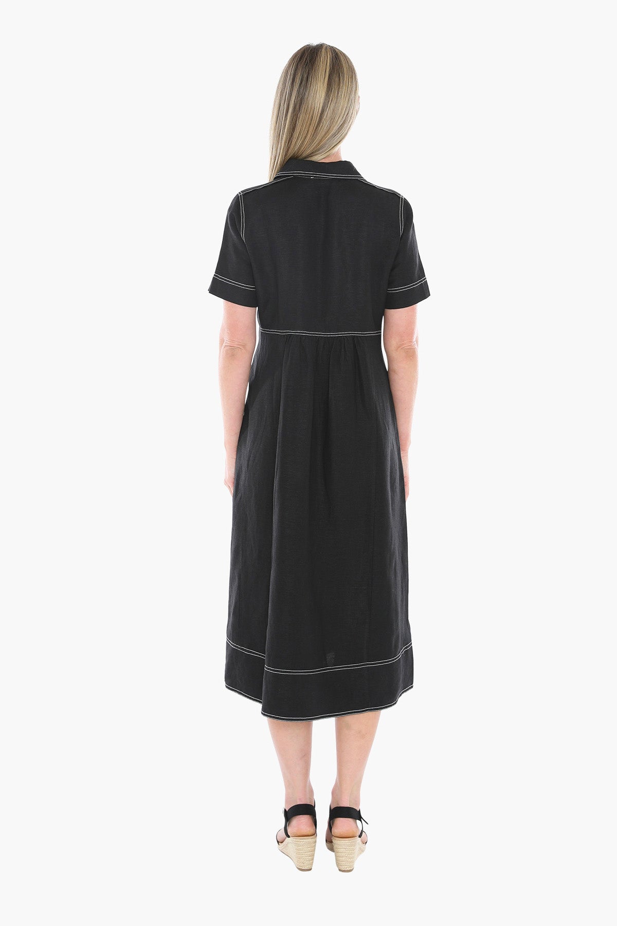 Jump Contrast Stitch Dress - Black