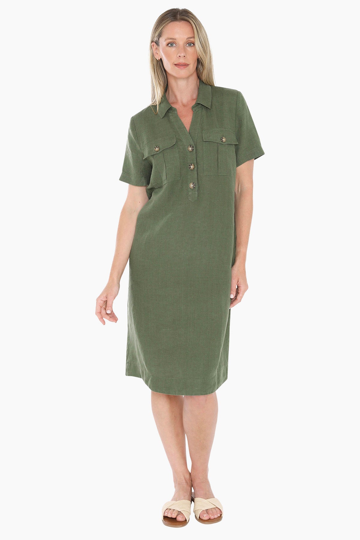 Jump 2 Pocket Dress - Basil