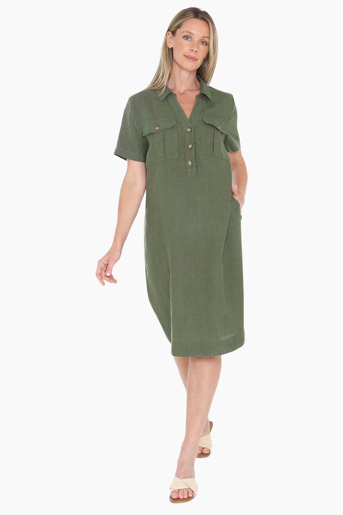 Jump 2 Pocket Dress - Basil