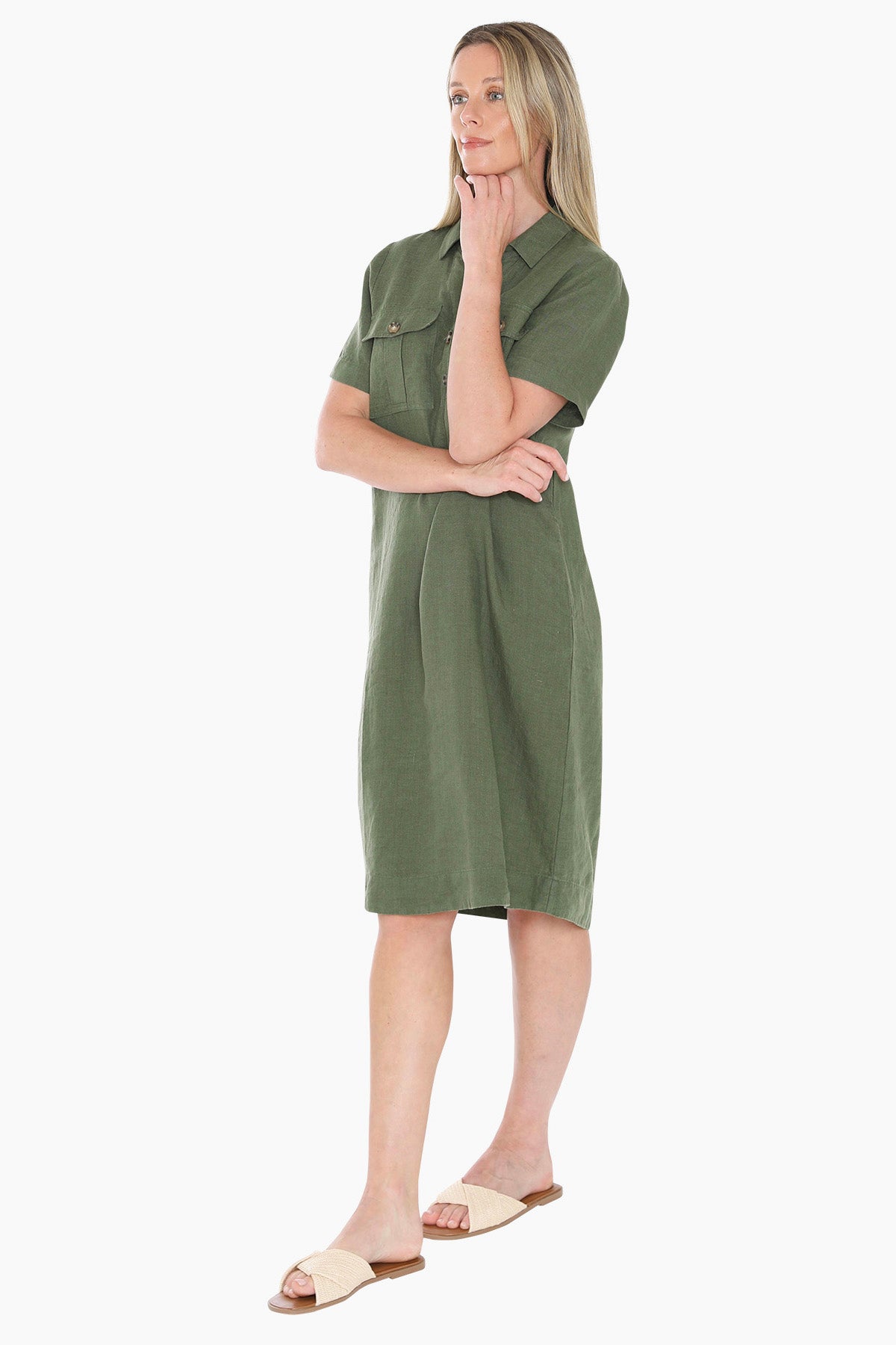 Jump 2 Pocket Dress - Basil