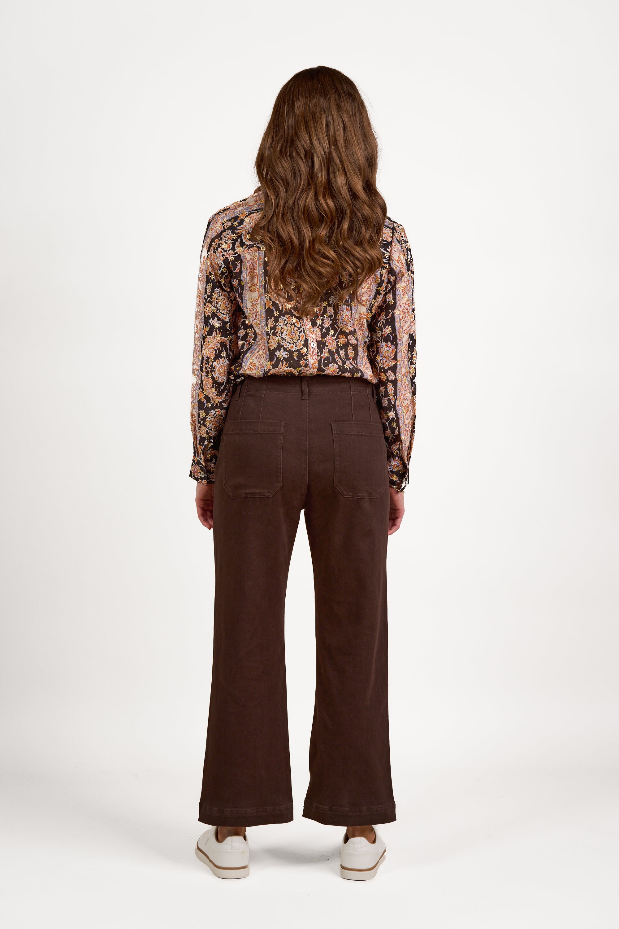 Vassalli Wide Leg Ankle Grazer Jean - Chocolate