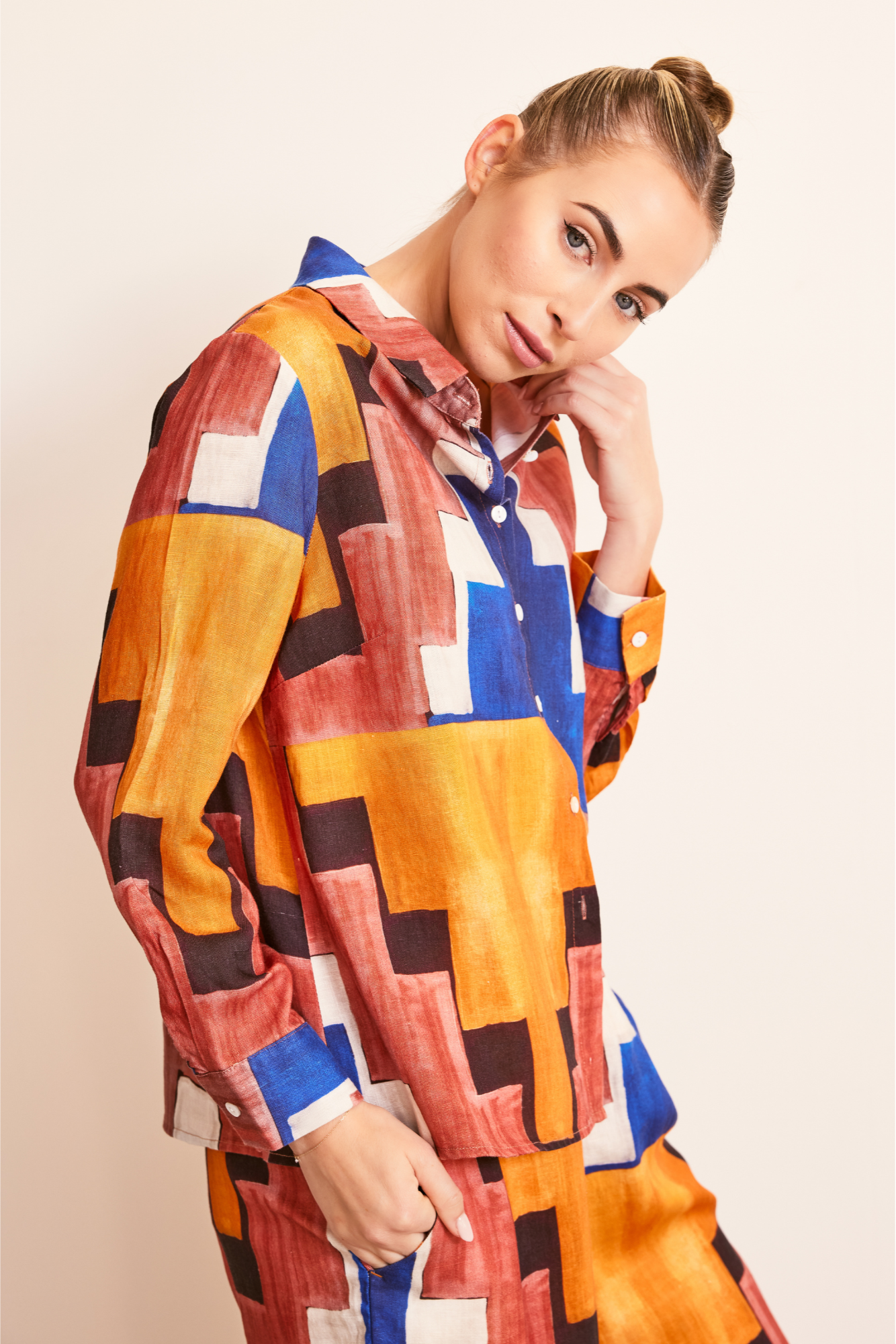 Kaleido Long Sleeve Shirt - Copper Abstract