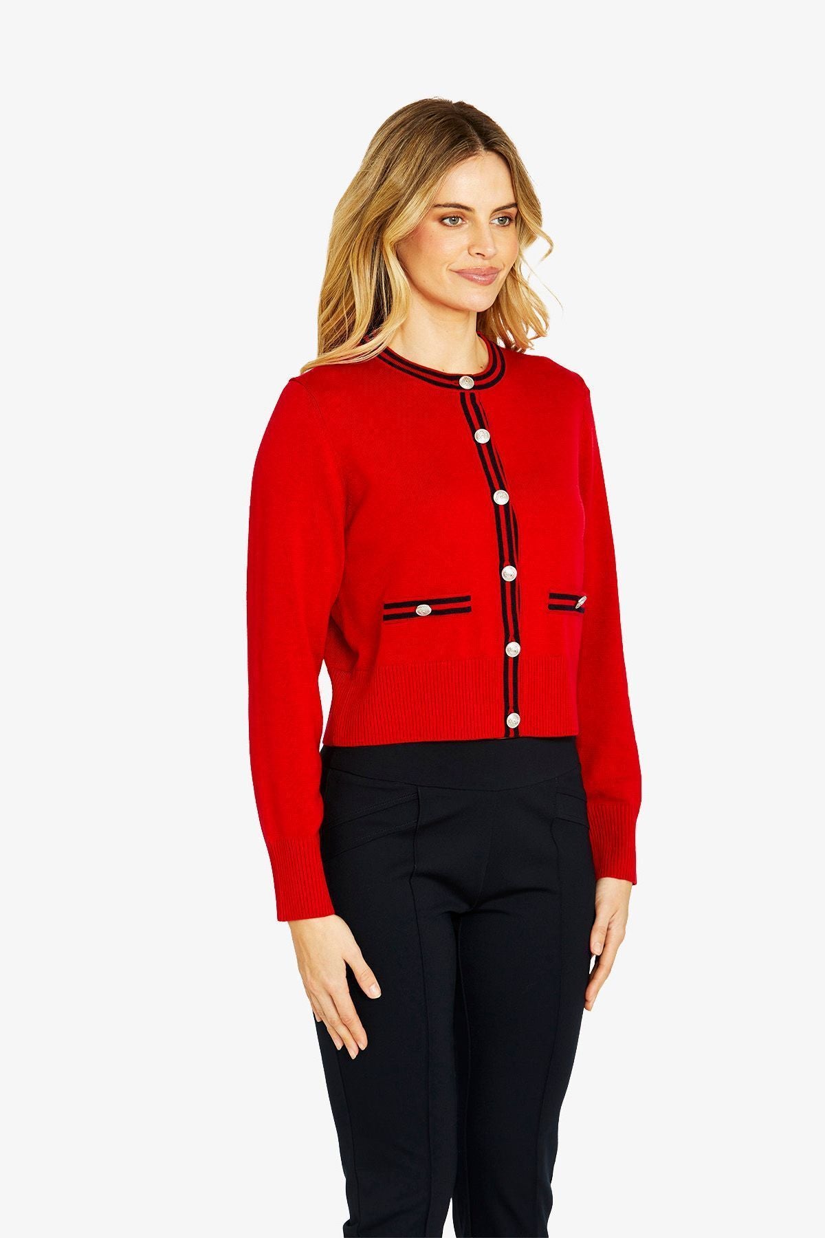 Ping Pong Grace Tipped Cardigan - Red/Navy