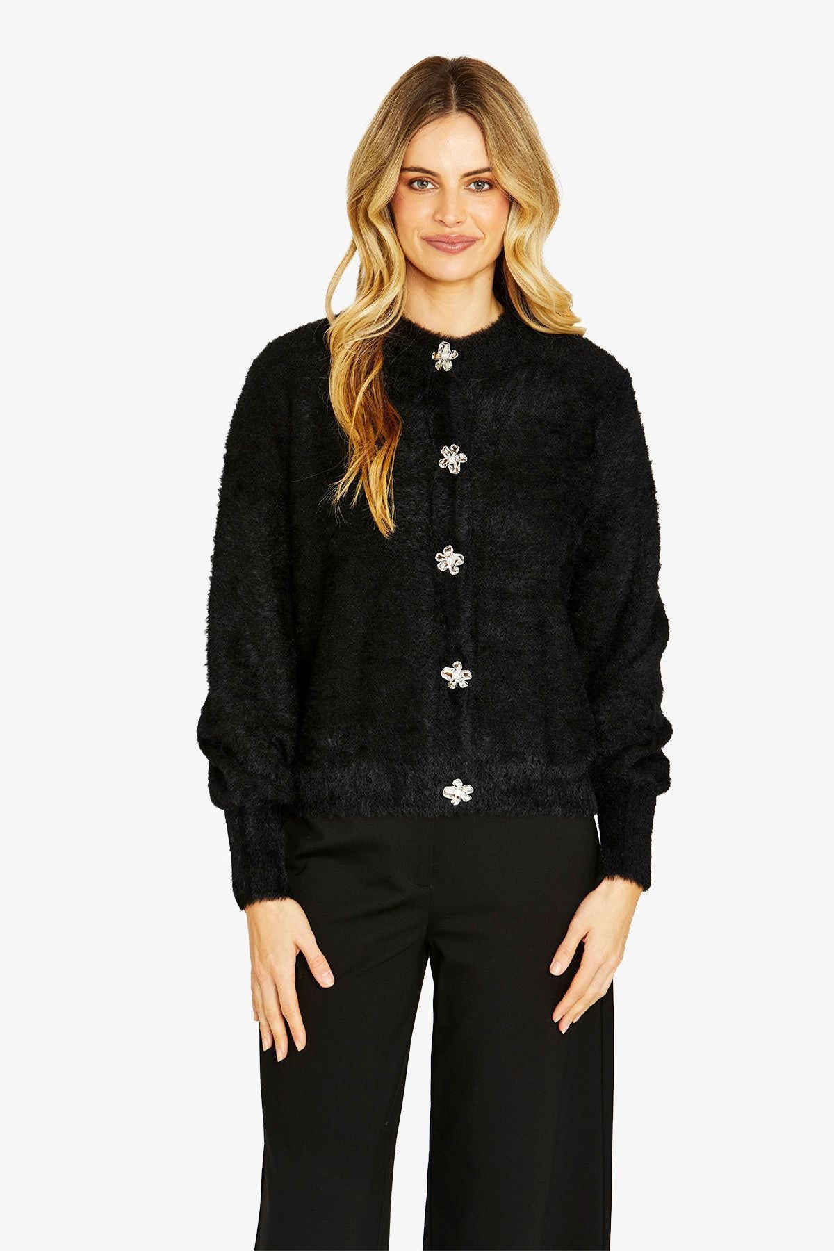 Ping Pong Molly Fluffy Cardigan - Black