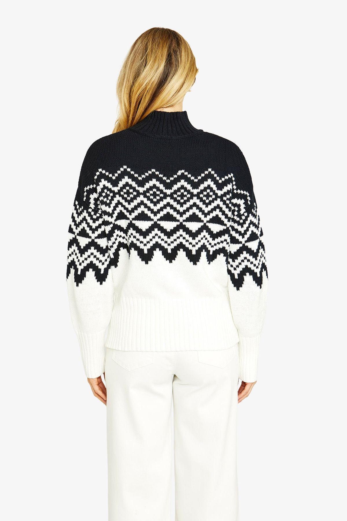 Ping Pong Apres Fair Isle Pullover - Snowflake/Navy