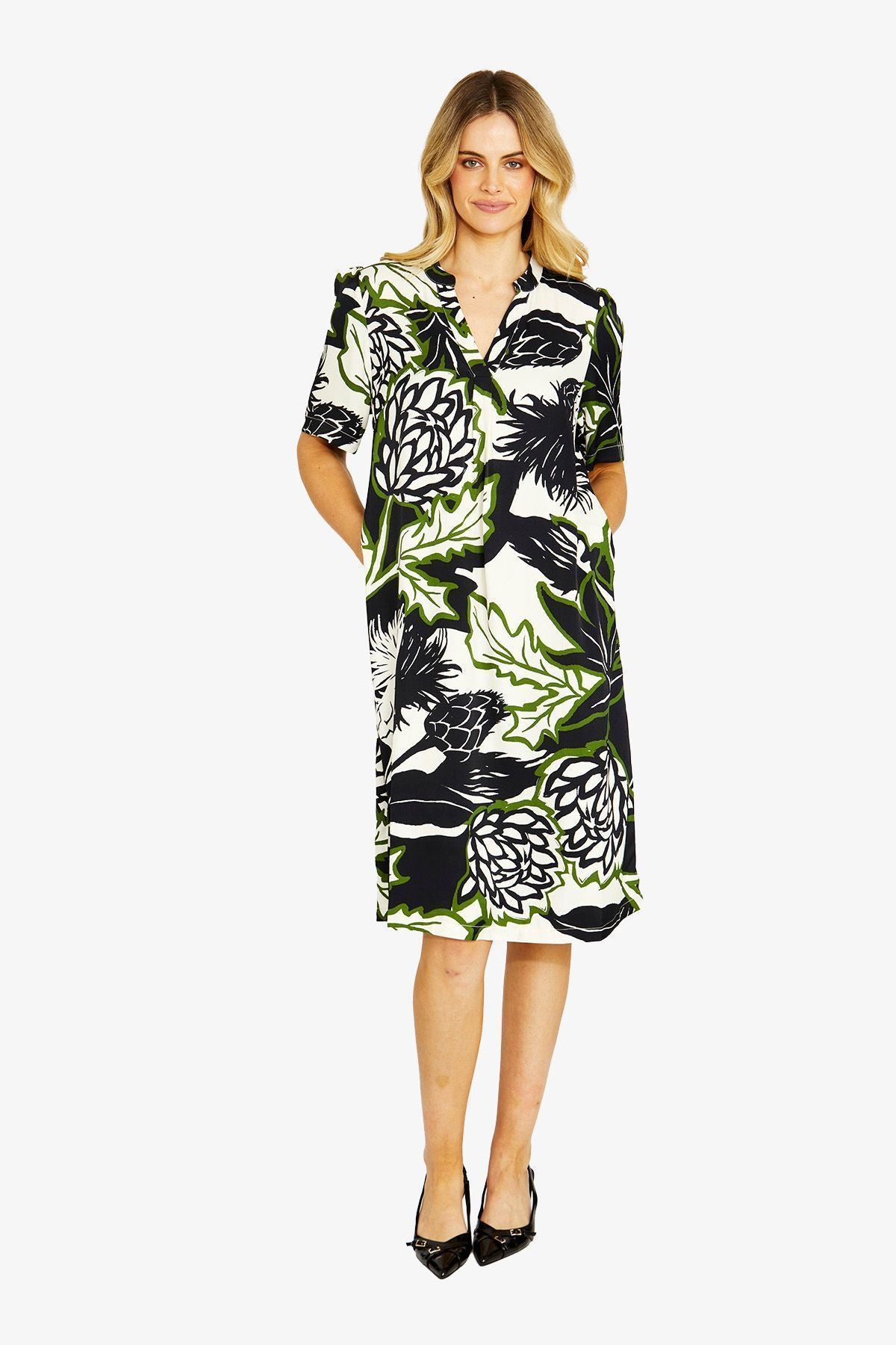 Ping Pong Abstract Floral Shift Dress