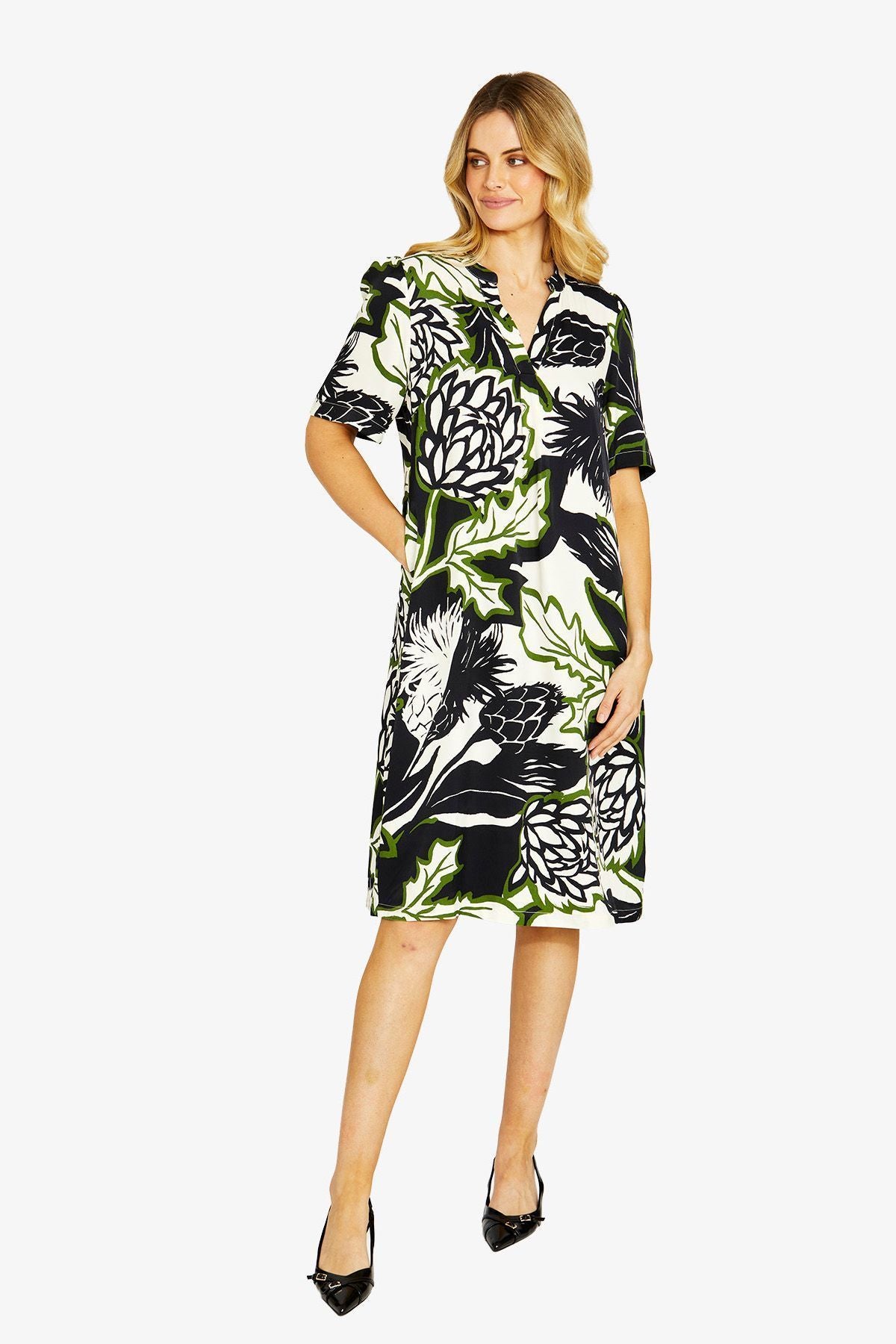 Ping Pong Abstract Floral Shift Dress