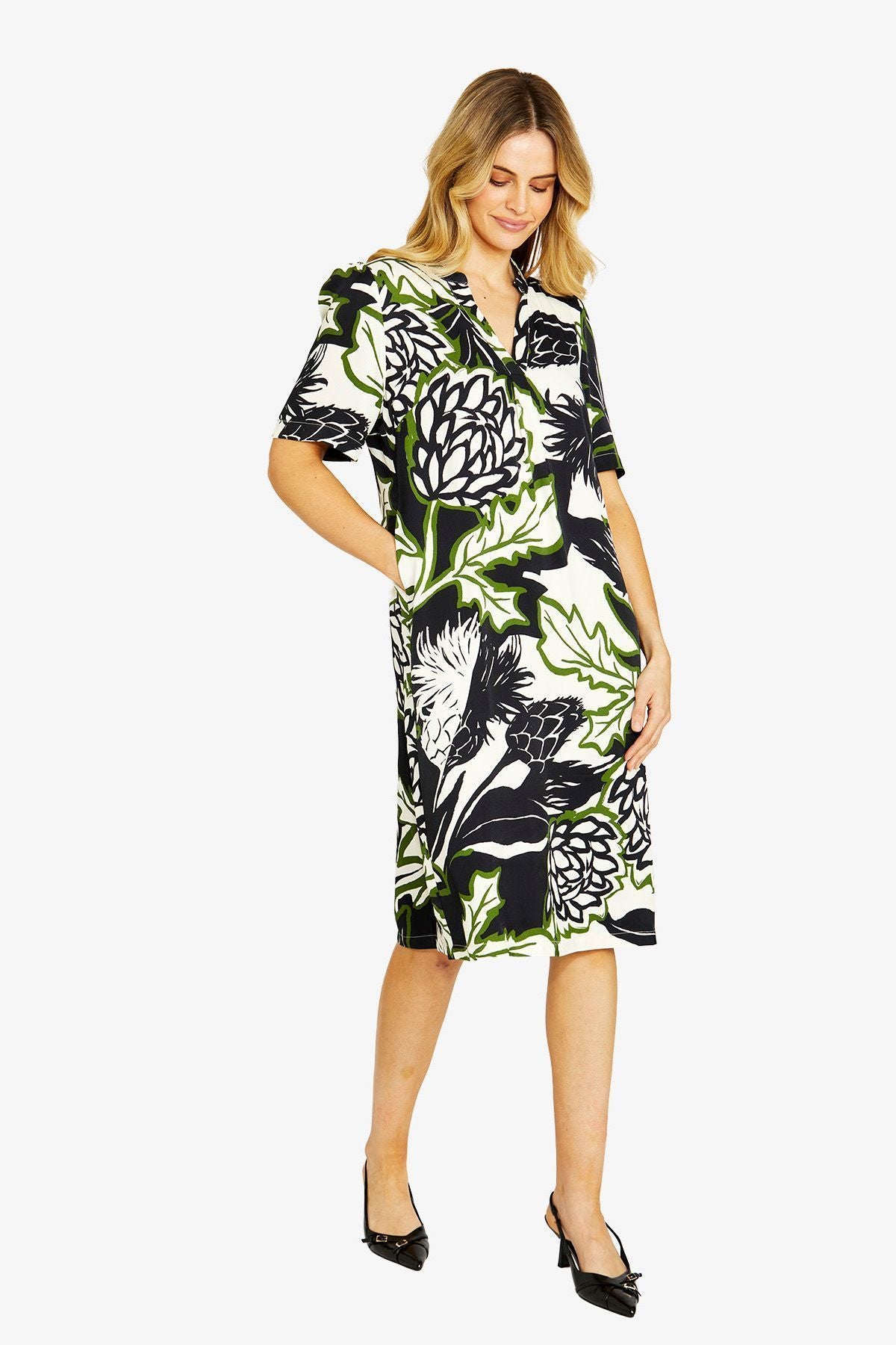 Ping Pong Abstract Floral Shift Dress
