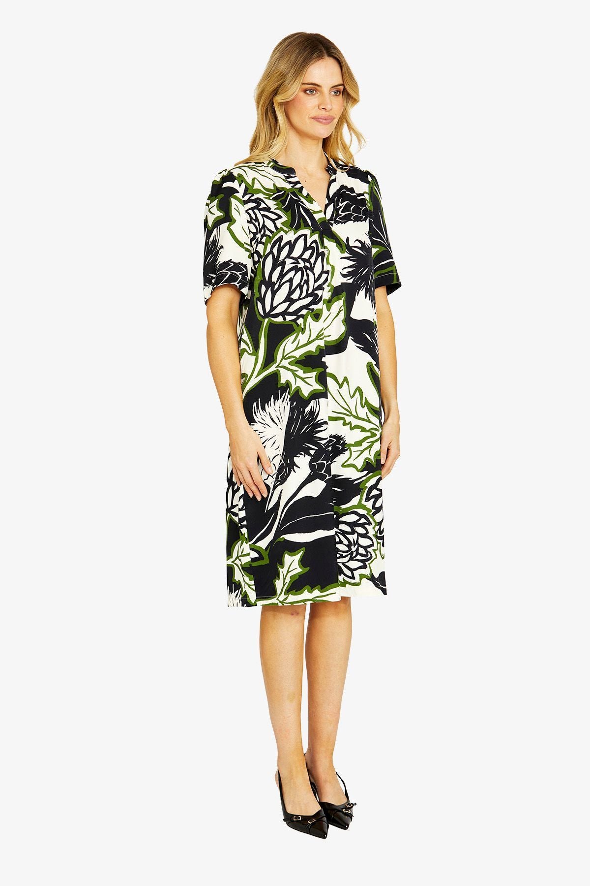 Ping Pong Abstract Floral Shift Dress