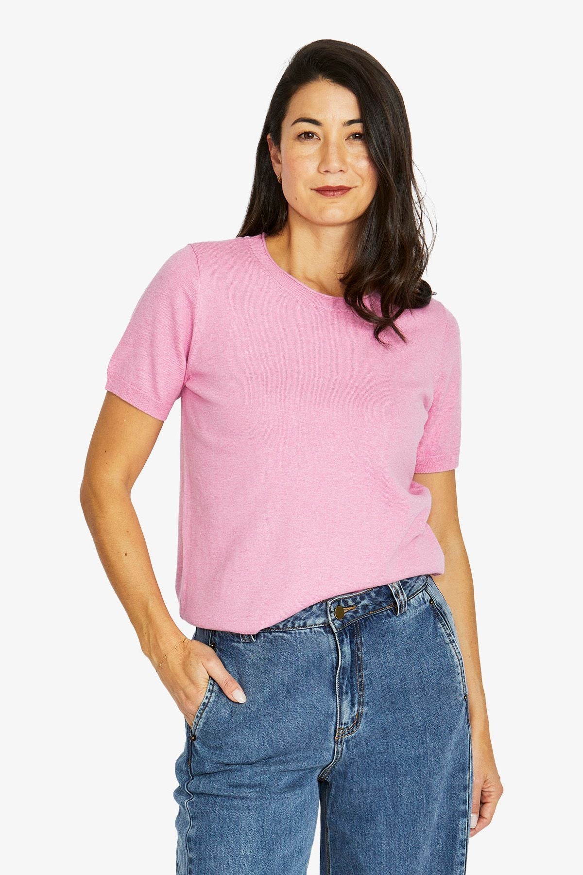 Jump Short Sleeve Knit Top - Rose Mar