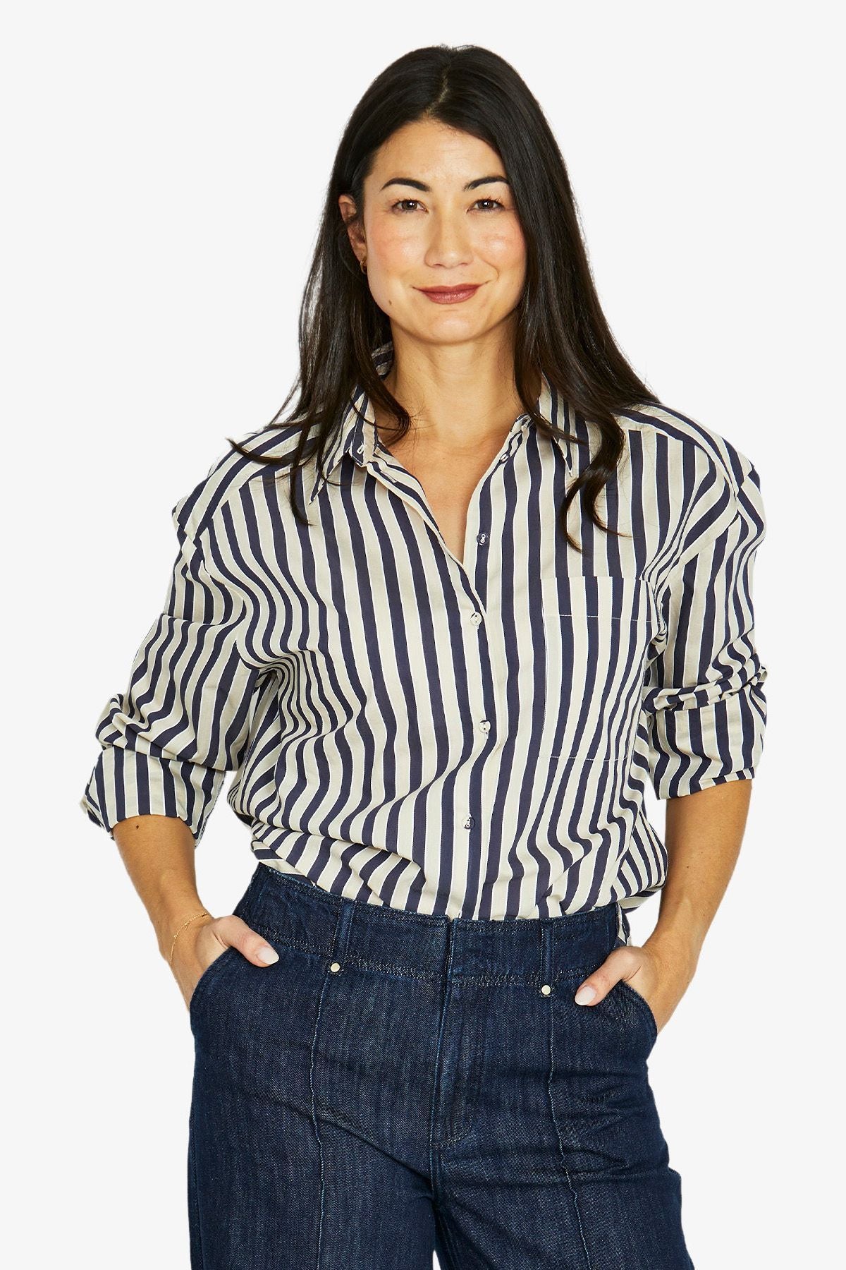 Jump Ribbon Stripe Shirt - Ink/Barley