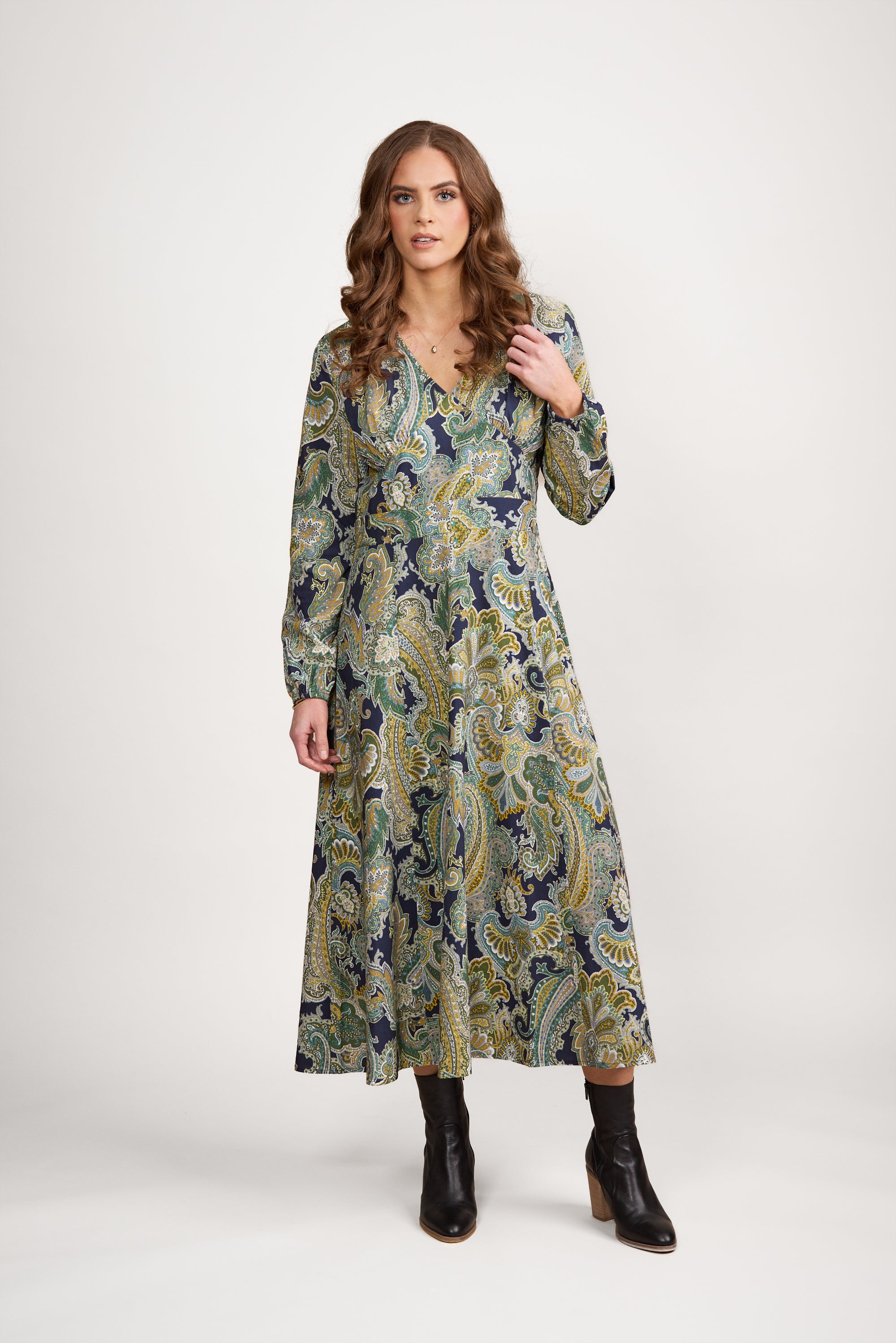 Vassalli Paisley Print V-Neck Midi Dress - Liberty