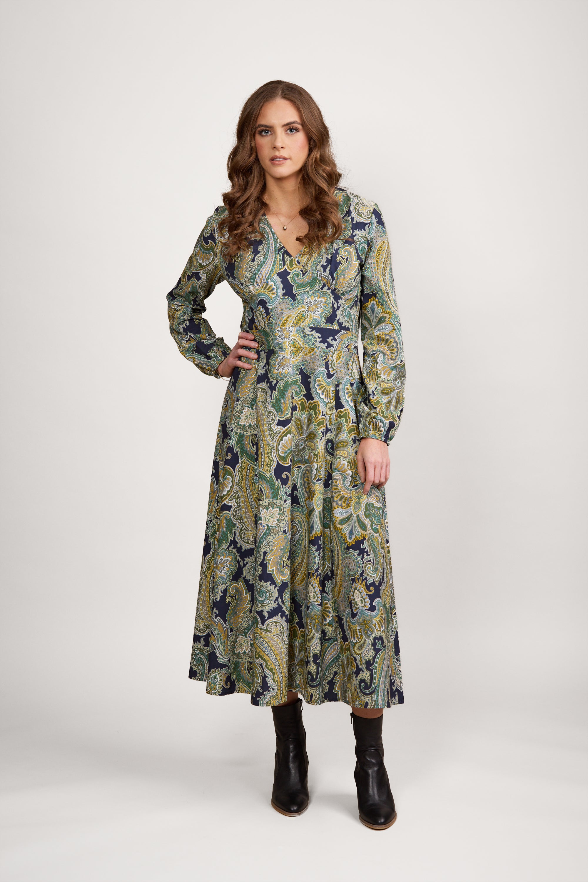 Vassalli Paisley Print V-Neck Midi Dress - Liberty