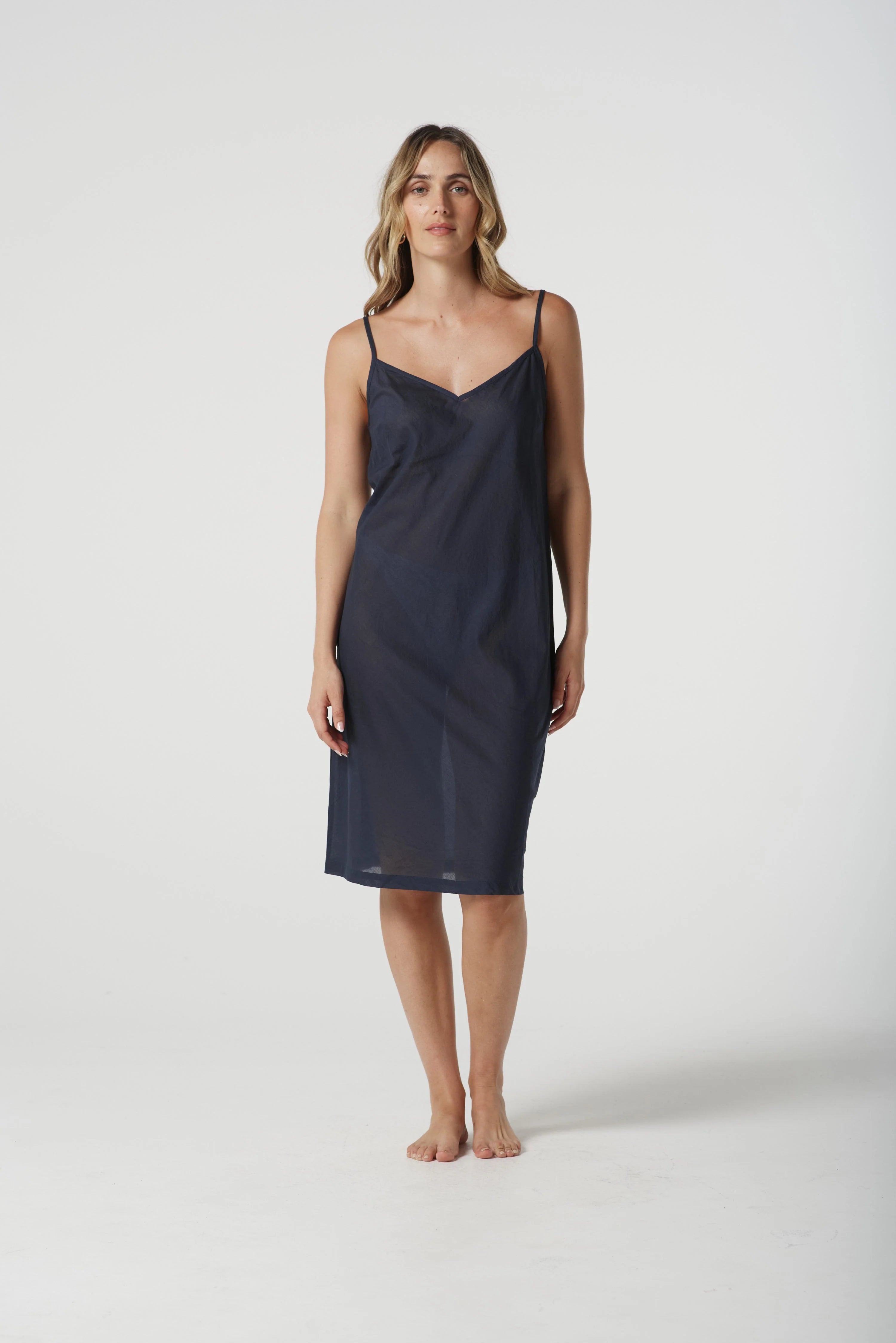Goondiwindi Cotton Slip Dress - Navy