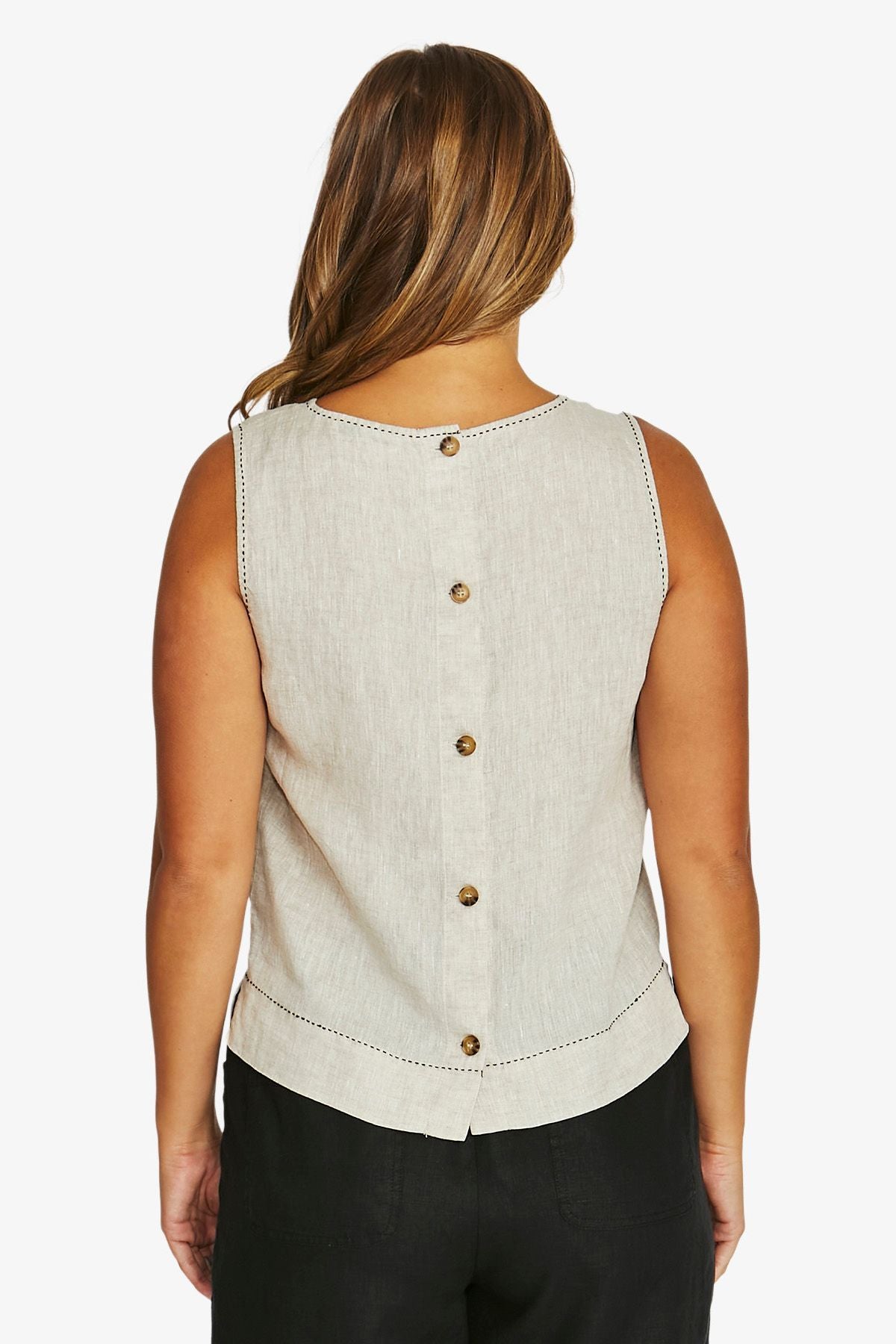 Jump Tac Stitch Top - Natural/Flax