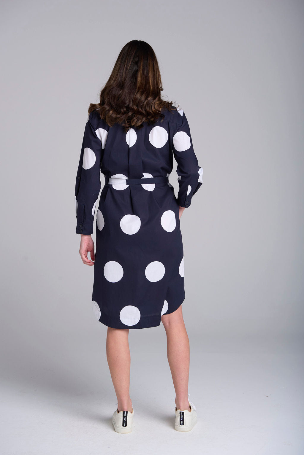 Goondiwindi Cotton Shirt Maker Cotton Dress - Navy/White Spot