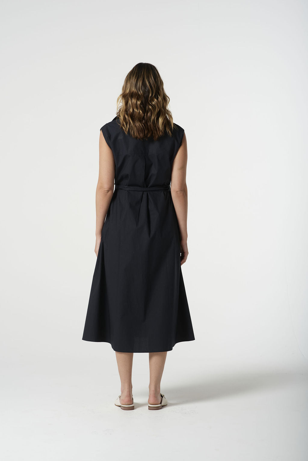 Goondiwindi Cotton Willow Cotton Sleeveless Dress - Dark Navy