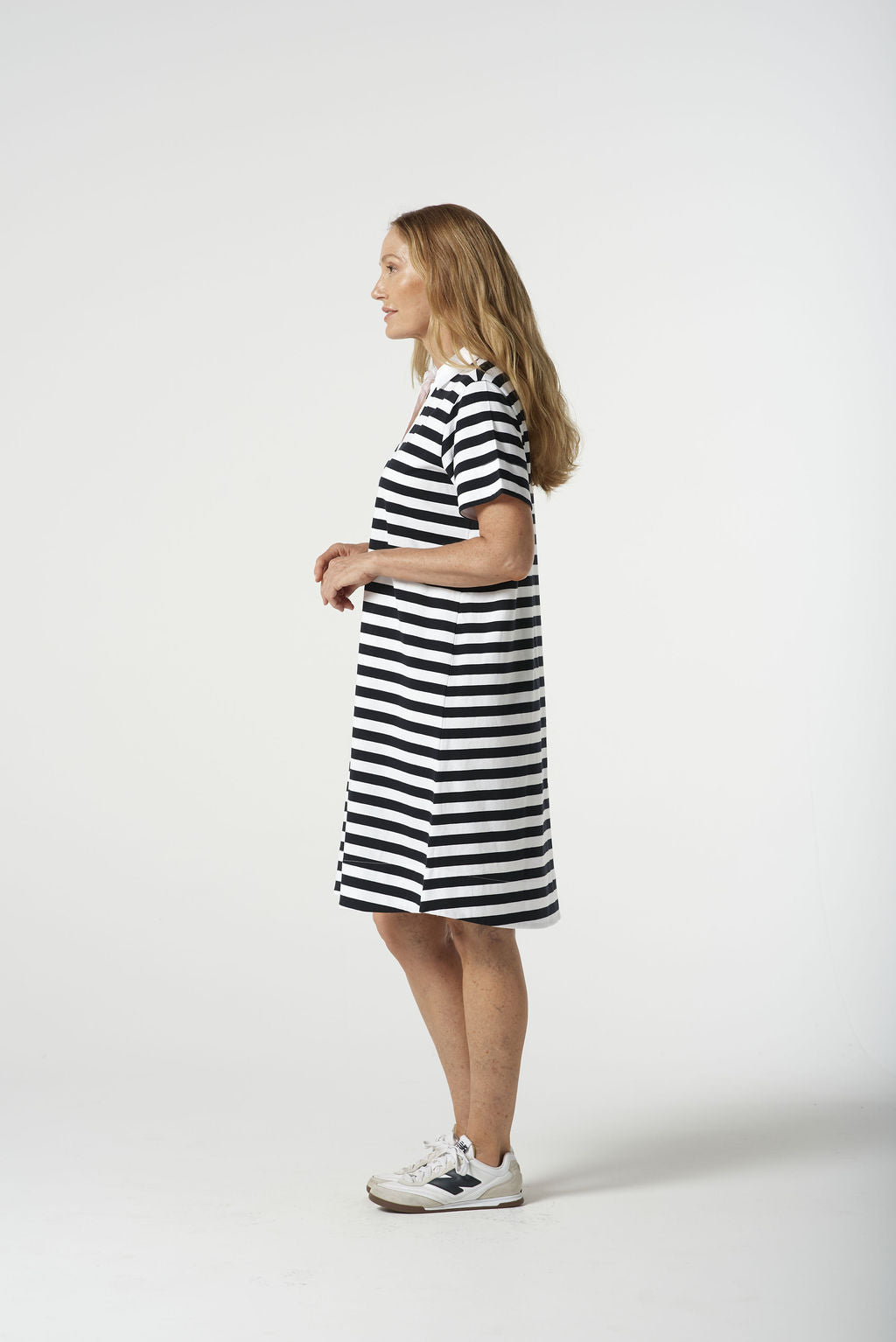 Goondiwindi Cotton Polo Striped Dress - White/Navy