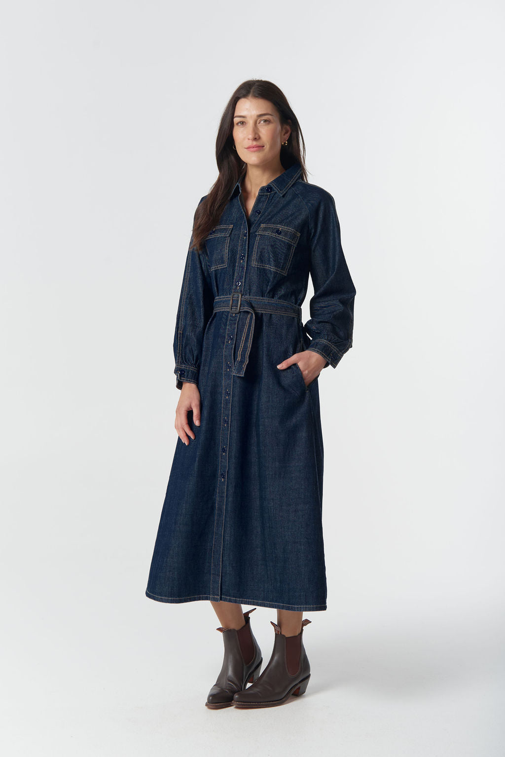 Goondiwindi Cotton Stockman Denim Dress - Indigo Denim
