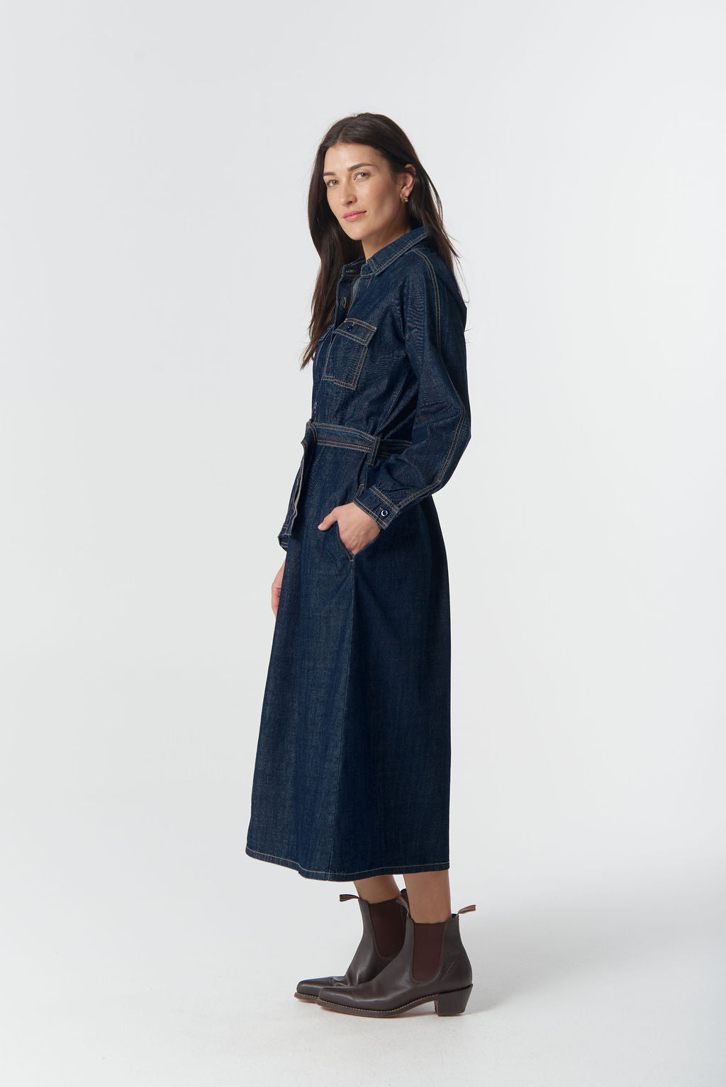 Goondiwindi Cotton Stockman Denim Dress - Indigo Denim