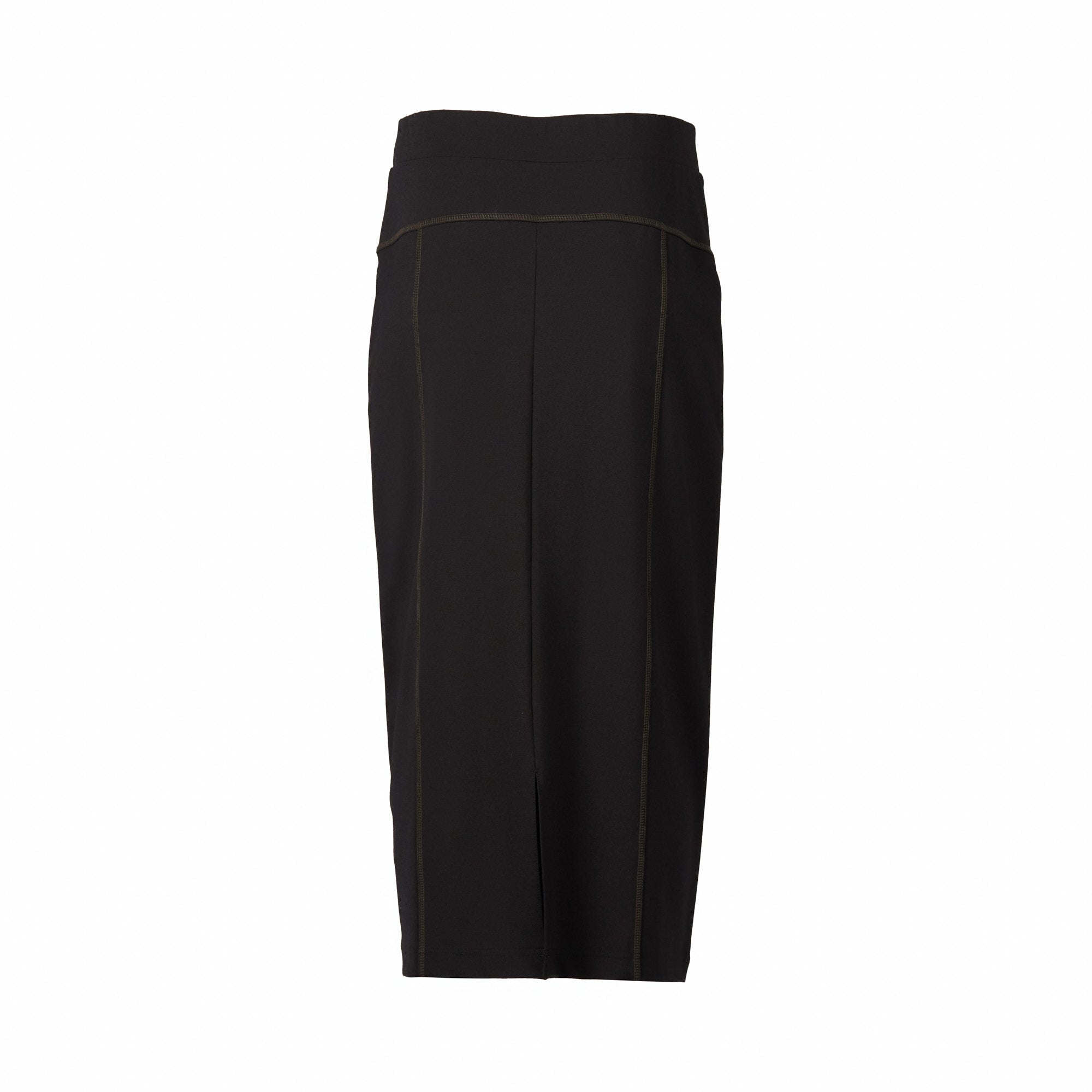 Vassalli Contrast Stitch Midi Skirt - Black/Khaki