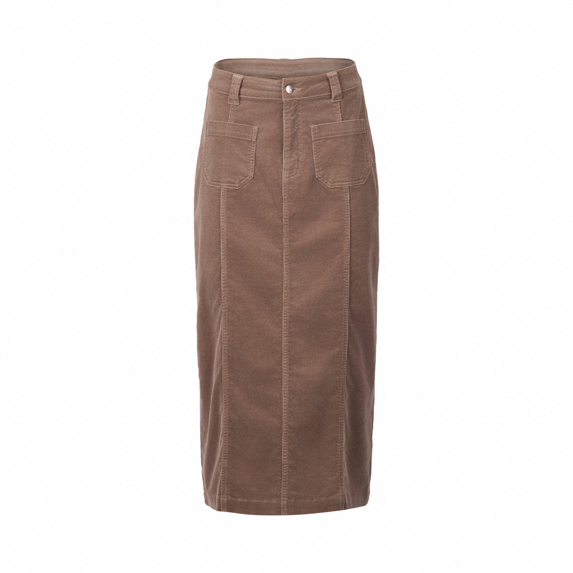 Vassalli Mid Length Cord Skirt - Taupe