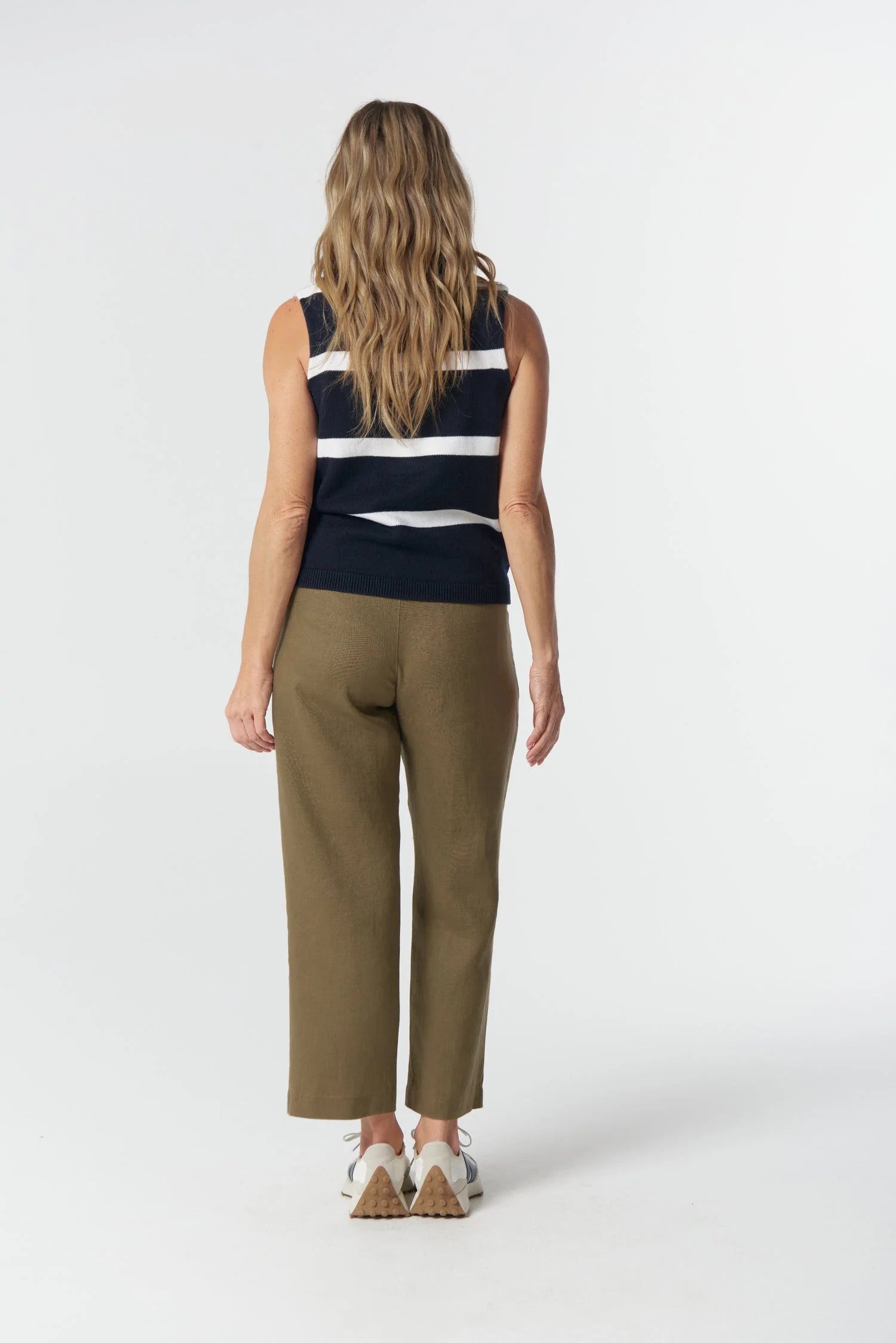 Goondiwindi Cotton Barley Cotton Knit Vest - Navy/White