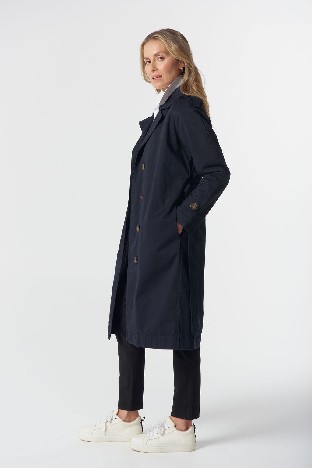 Goondiwindi Cotton Rafter Cotton Trench Coat - Dark Navy