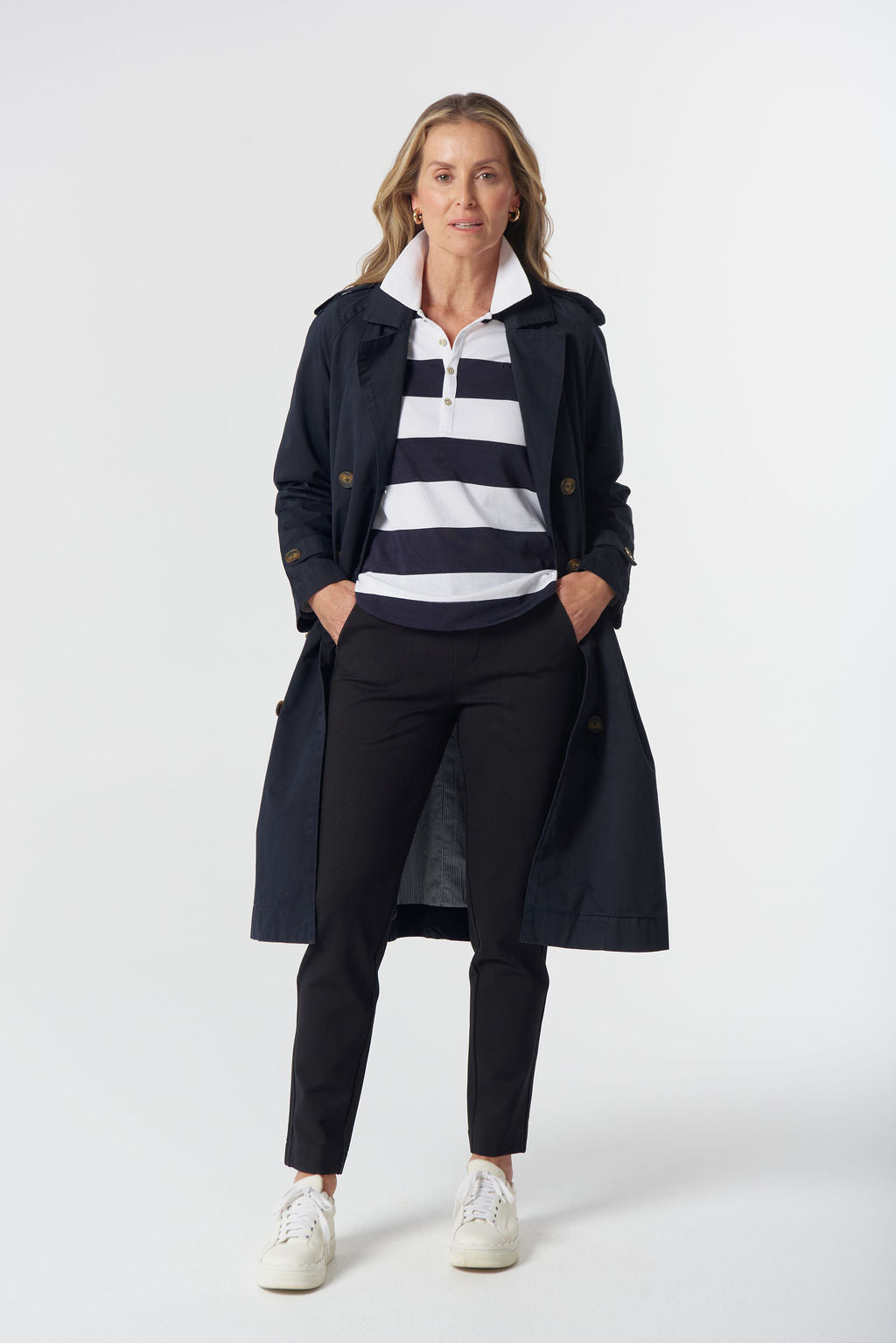 Goondiwindi Cotton Rafter Cotton Trench Coat - Dark Navy