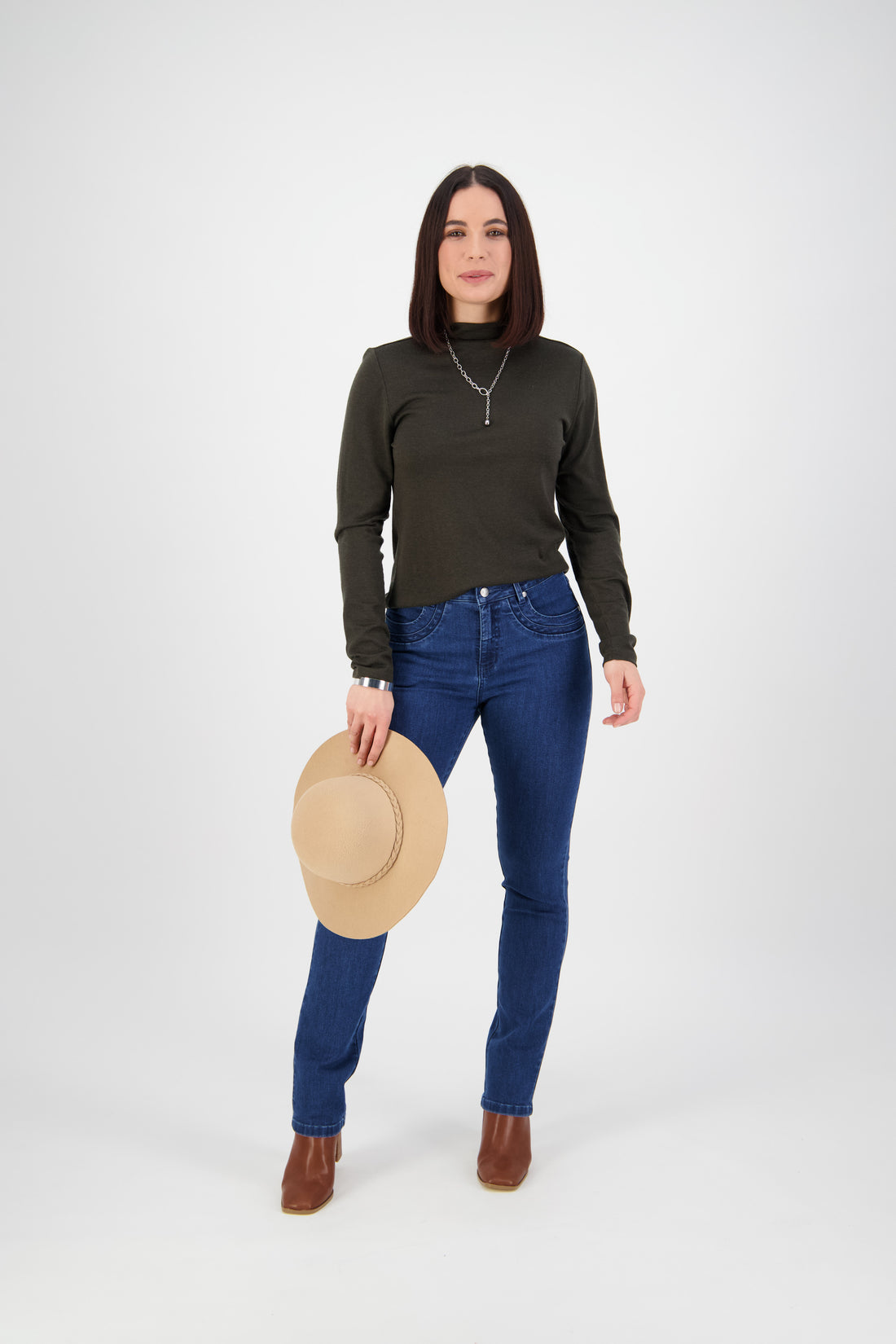 Vassalli Slim Leg Full Length Jean - Blue Denim