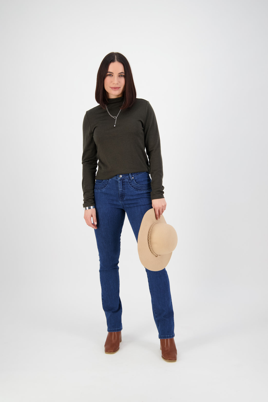 Vassalli Slim Leg Full Length Jean - Blue Denim
