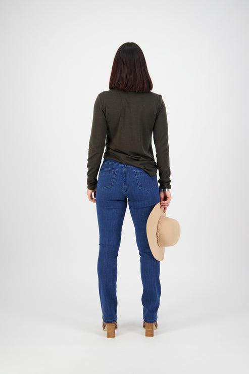 Vassalli Slim Leg Full Length Jean - Blue Denim