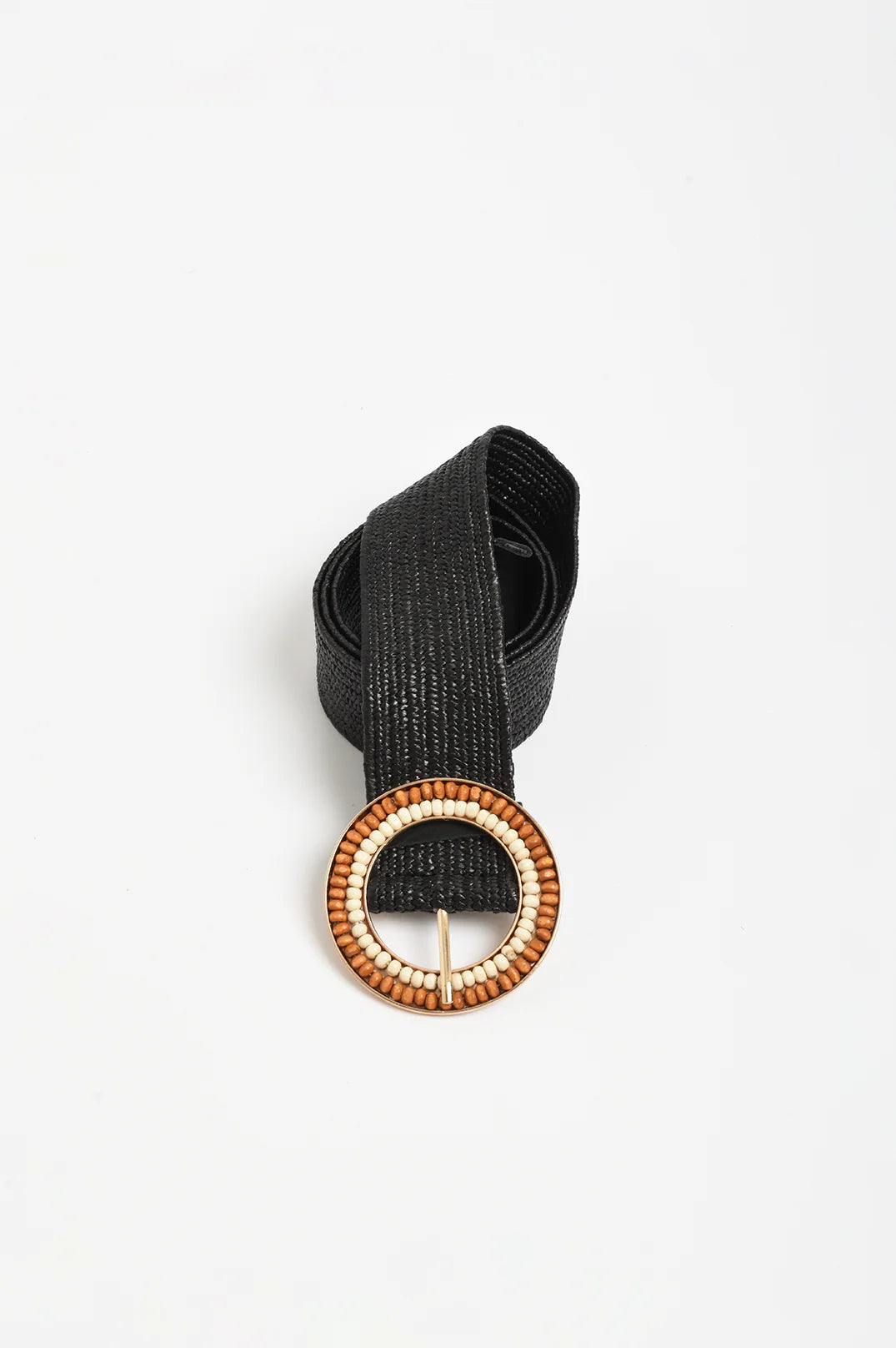 Adorne Double Row Bead Front Stretch Belt