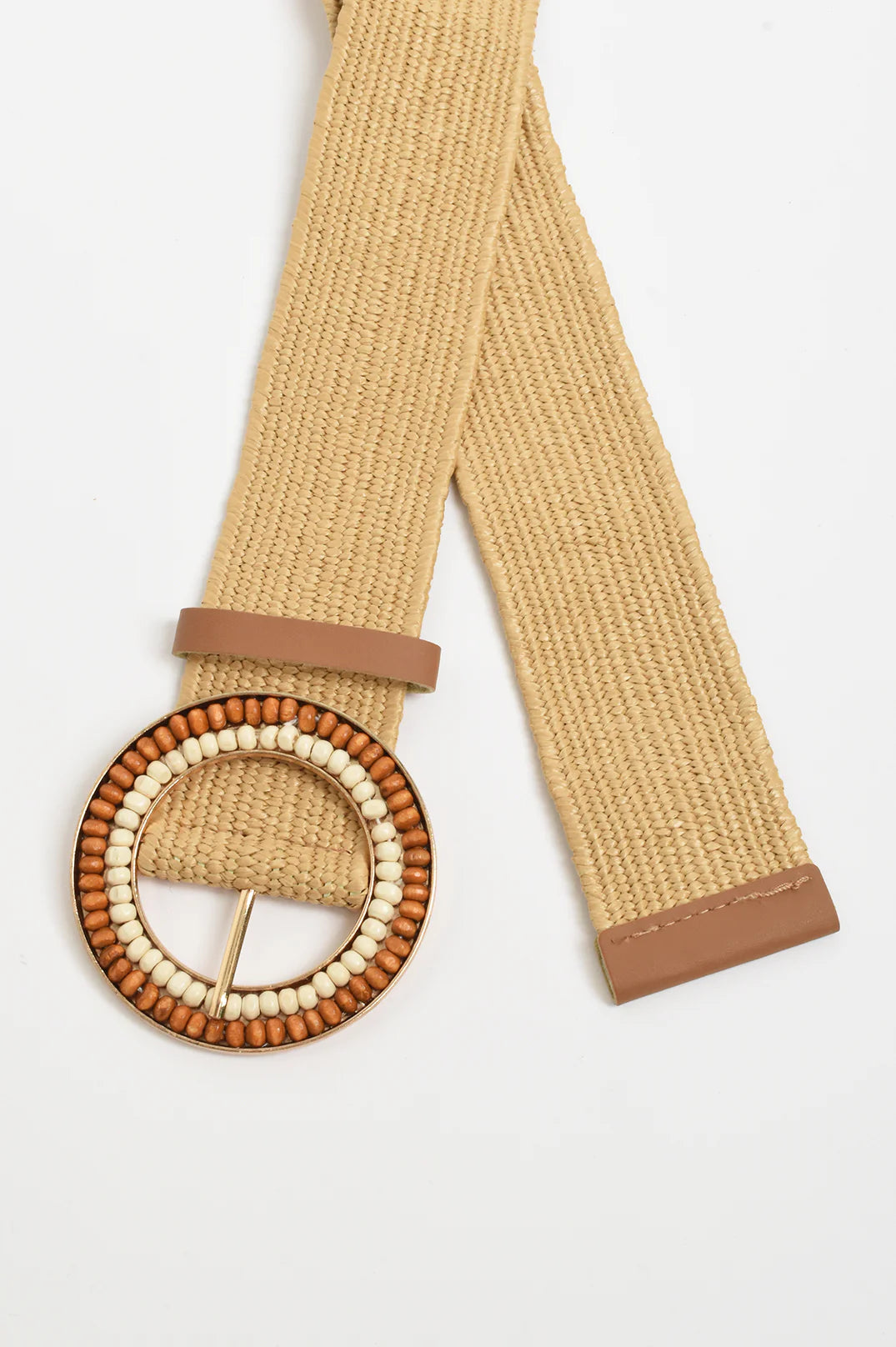 Adorne Double Row Bead Front Stretch Belt