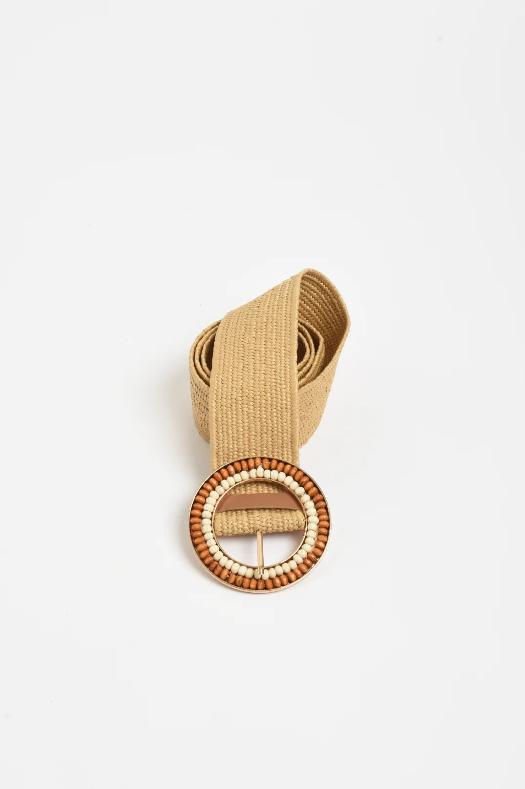 Adorne Double Row Bead Front Stretch Belt