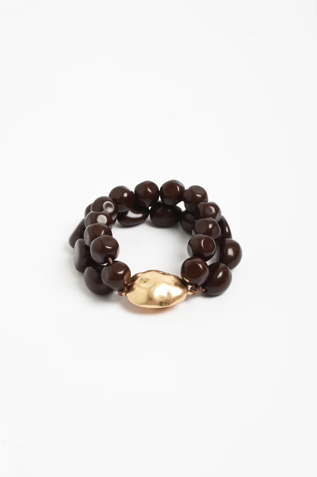 Adorne Double Strand Resin Bracelet - Chocolate/Gold