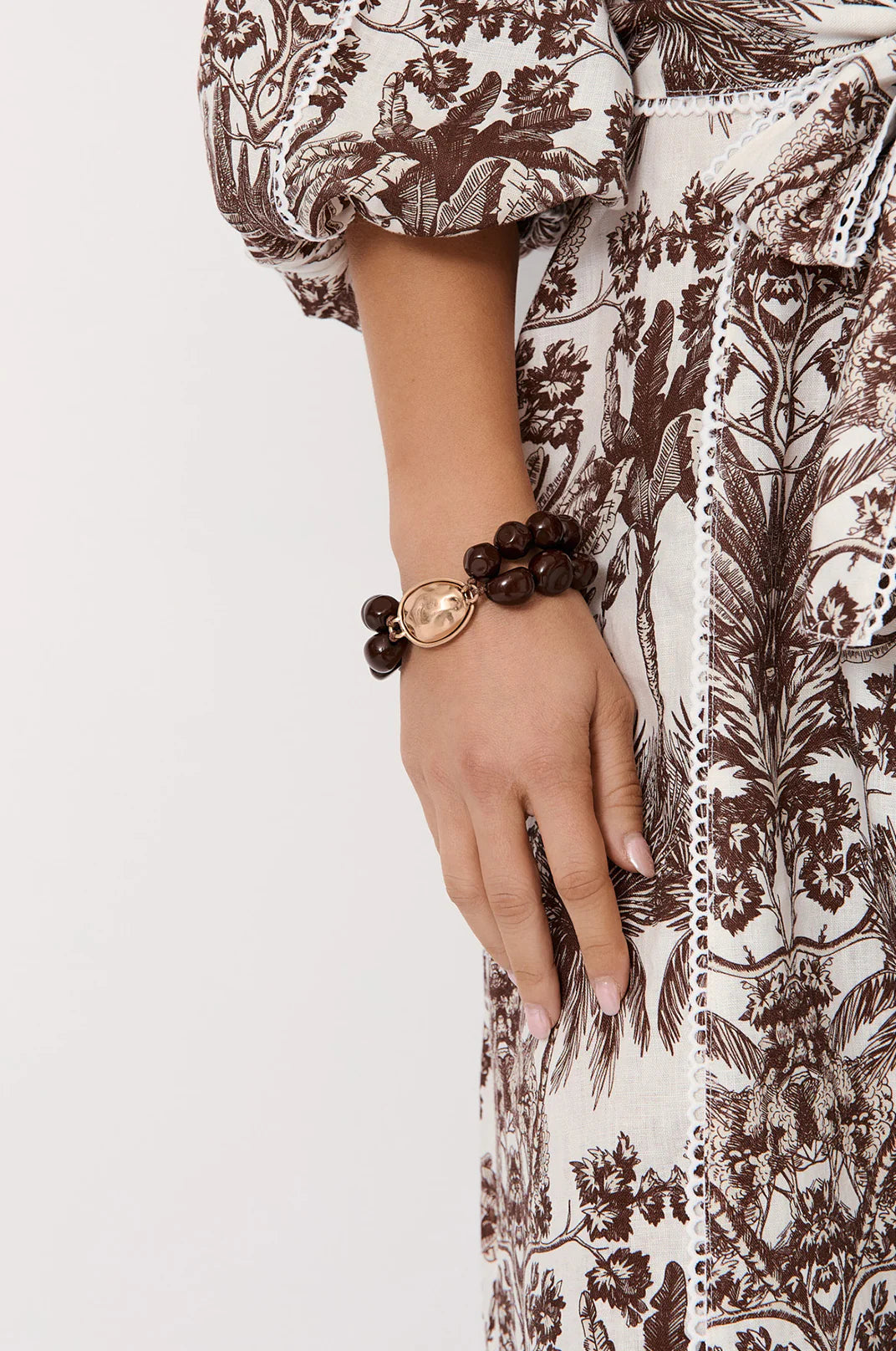 Adorne Double Strand Resin Bracelet - Chocolate/Gold