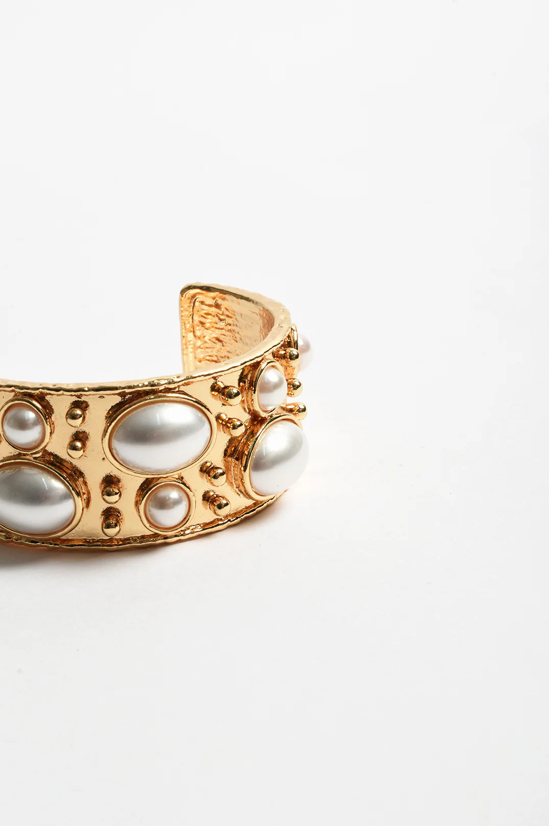 Adorne Faux Pearl Metal Statement Cuff