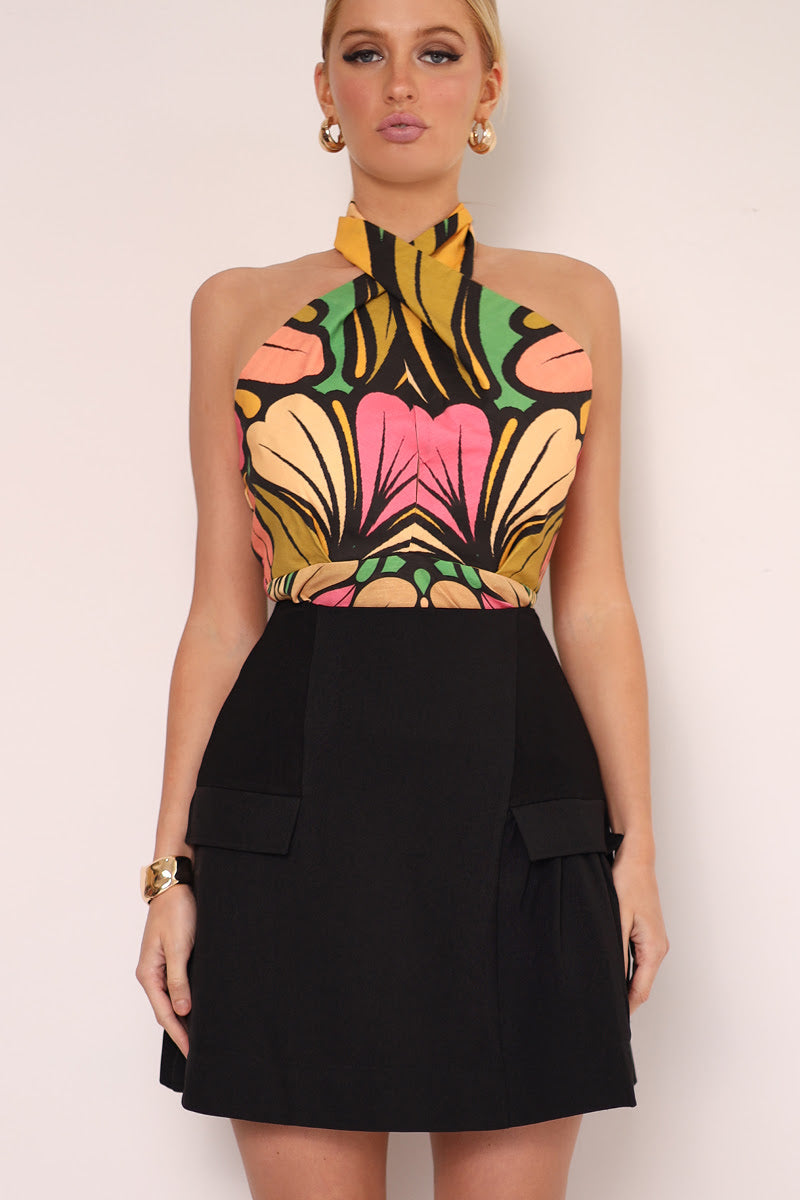 Mia Milani Twist Halter Top - Cantaloupe