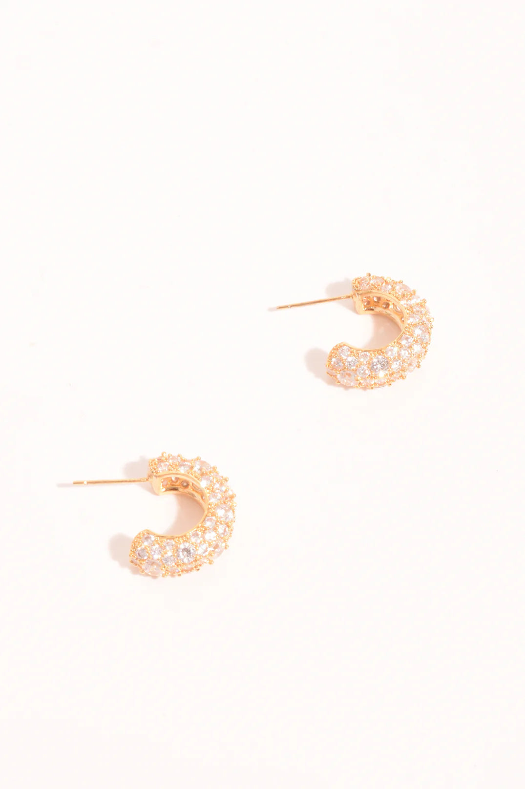 Adorne Mini Diamante Hoop Earrings - Gold