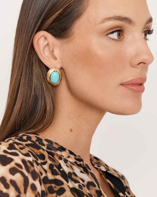 Adorne Retro Dome Oval Earrings