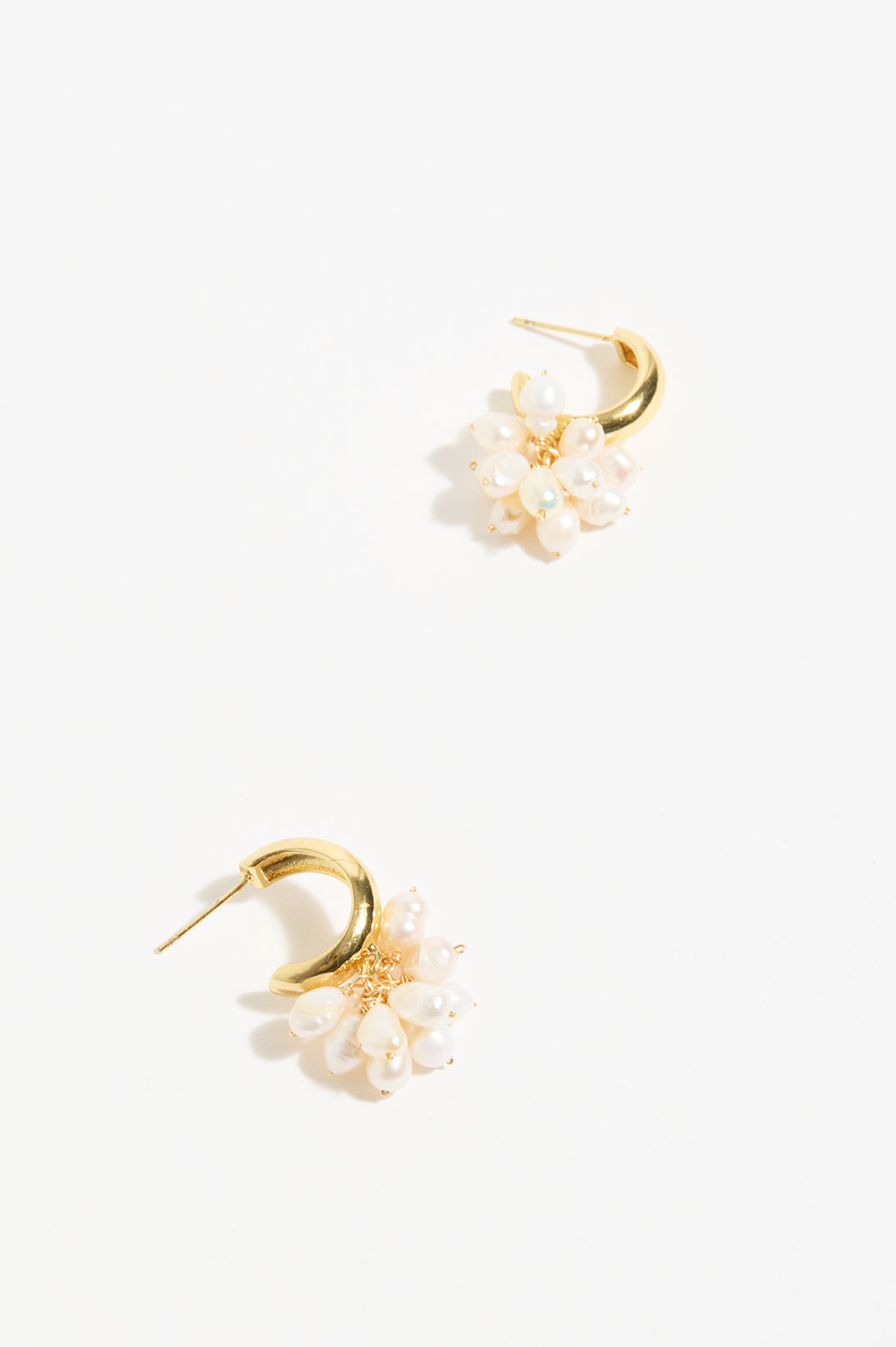 Adorne Freshwater Pearl Cluster Drop Mini Hoops - Gold
