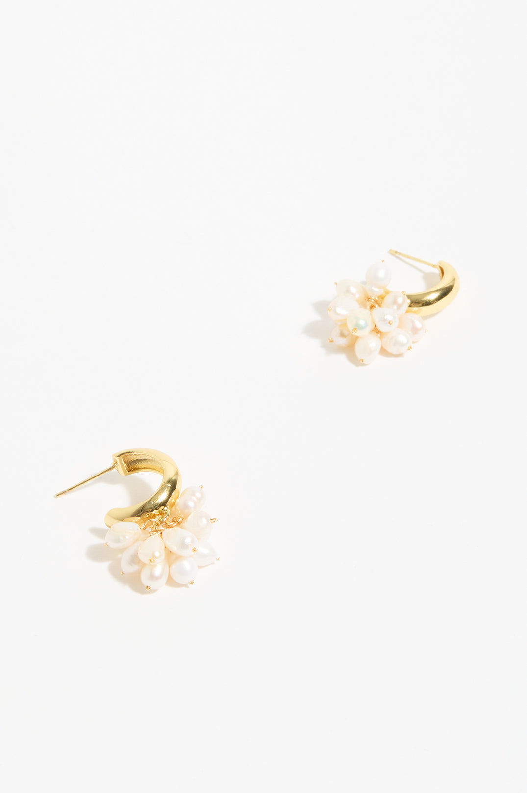 Adorne Freshwater Pearl Cluster Drop Mini Hoops - Gold