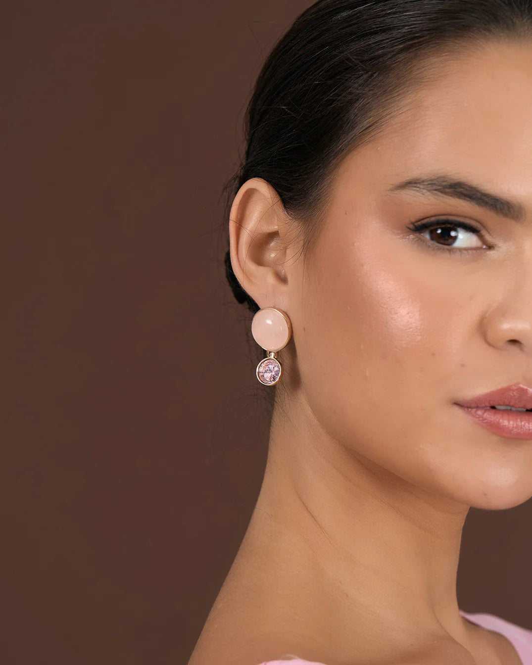 Adorne Stone Glass Mid Drop Earrings