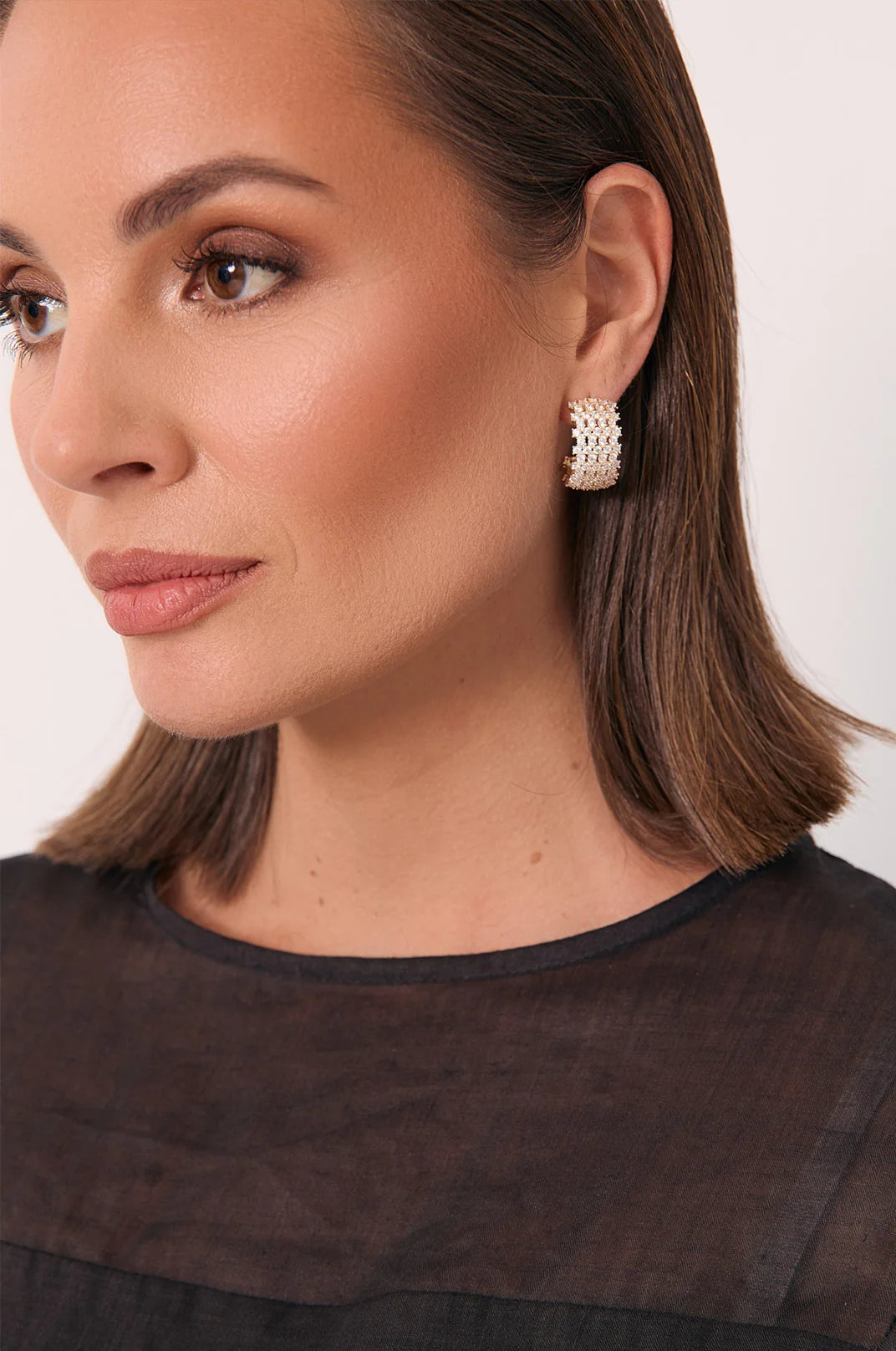 Adorne Mini Diamante Rows Hoops