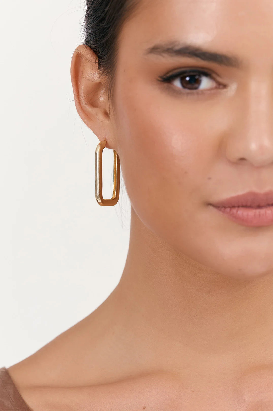 Adorne Simple Metal Oval Hoop Earrings