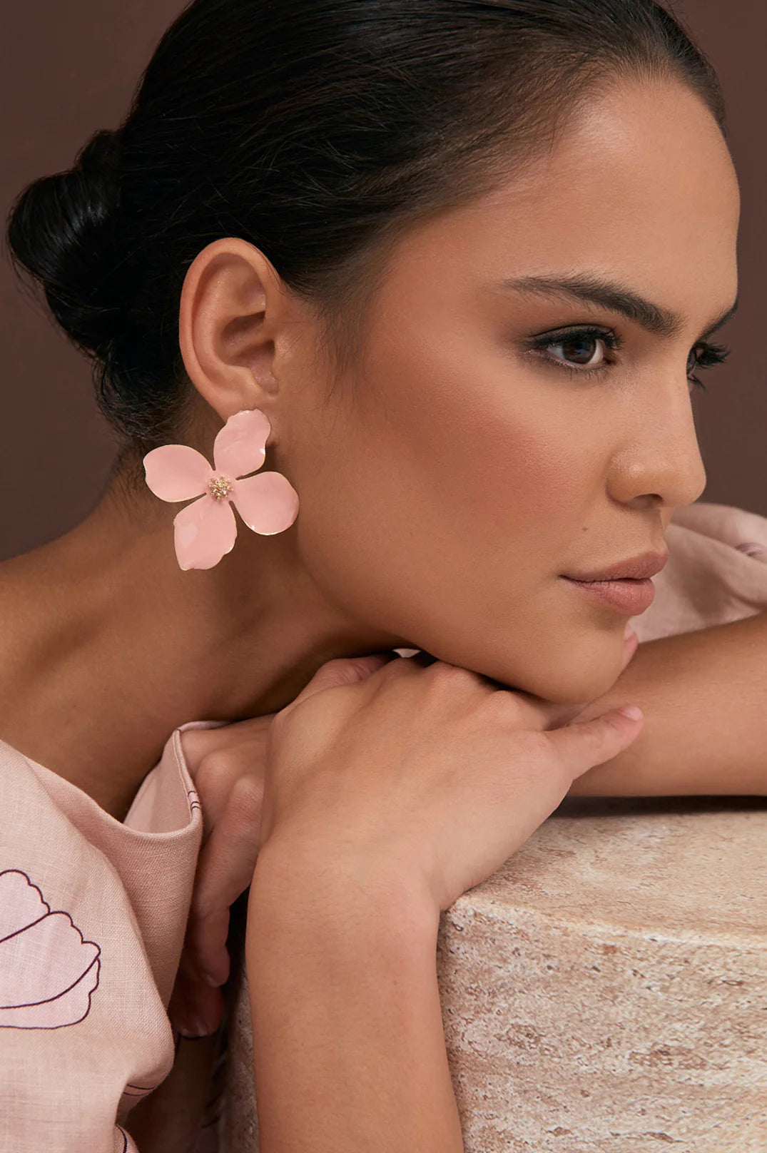 Adorne Enamel Painted Floral Earrings